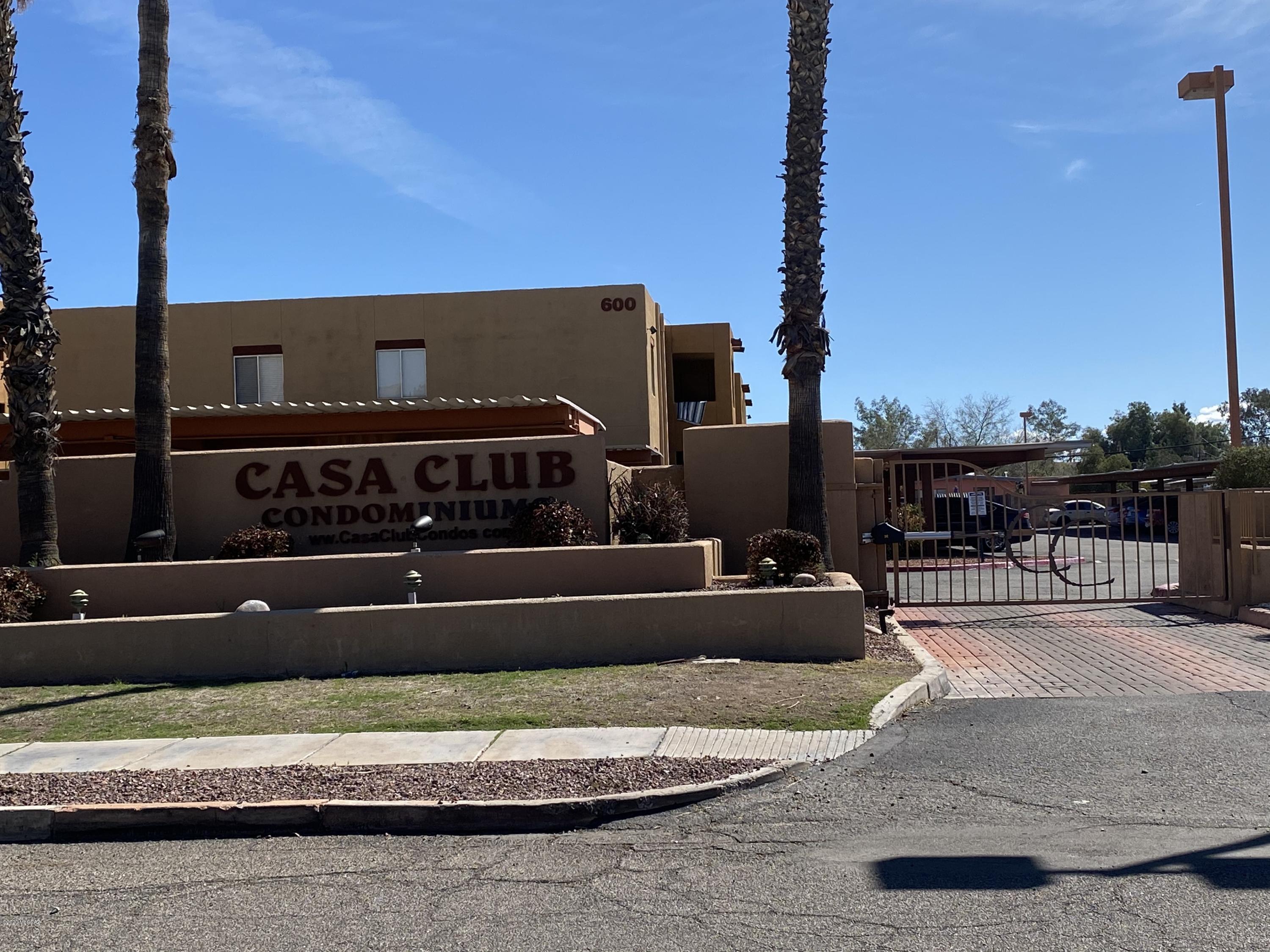Wonderful First floor unit with 2BR/2BA and 1 Covered Parking Spot. Spacious Family Room. Kitchen w/Tile Counter Tops, Dining Area off Kitchen, Guest Bedroom & Bath, Roomy Master Bedroom w/Walk-In Closet and Master Bath. Storage Closet off Patio. Close to U of Arizona, Banner Hospital, Shopping, Restaurants, Schools and more. Fabulous amenities include 2 Swimming Pools & Spas, Tennis Court, Racquet Ball Court, Exercise Room and Spacious Clubhouse. NOTE: HOA Fee includes: Water, Roof, Pest Treatment and Sewer. Ideal investment.  Call today for a personal tour.