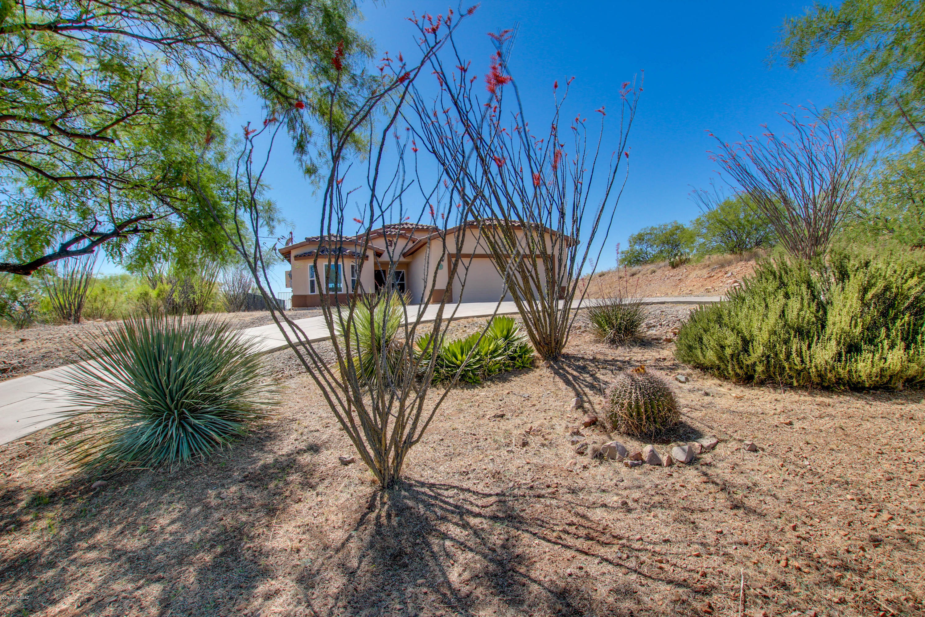 Fantastic Panoramic and Mountain Views! Wonderful and well maintained  4 bedroom 2 bath home resting on over an acre with circular driveway.  Freshly painted with all new tile. Lots of windows create lights of natural light. Open kitchen with upgraded countertops, ample counter/cabinet space and stainless appliances. Spacious master with garden tub and large walk-in closet. Huge backyard with extended covered patio and complete with wrought iron fencing. Quiet area and move in ready. Come take a look.