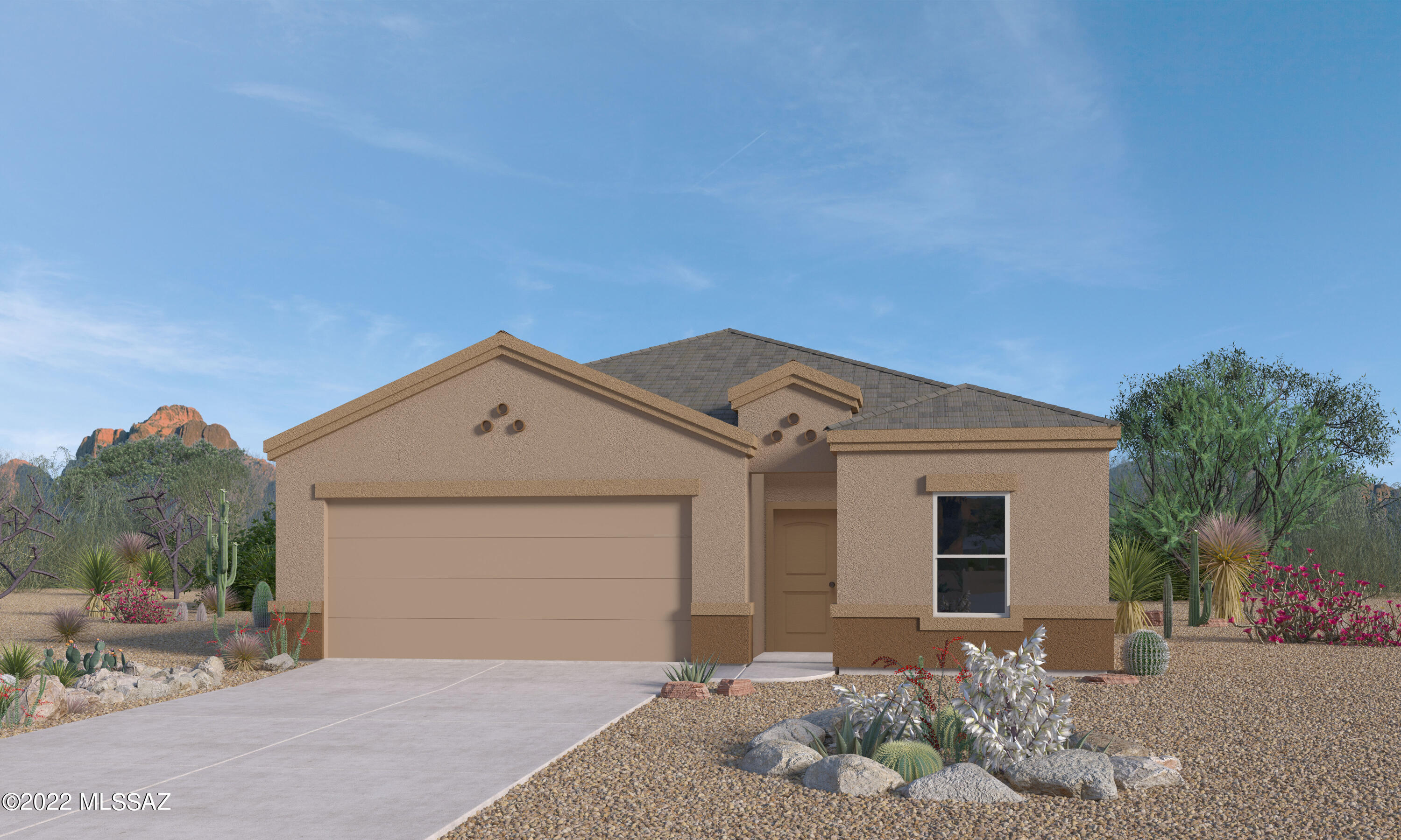 The 1-Story Forest model located in the Hanson Ridge Community offers a 1,739 sqft floorplan with 4 bedrooms, 2 bathrooms and a 2 car garage. ++ Self Cleaning Stainless Steel Electric Range with Microwave & Dishwasher - Granite Countertops in the Kitchen & Cultured Marble in Bathrooms - Tile floors in Entry, Kitchen, Dining Room, Laundry Room & Bathrooms -  36'' Birch Straight Cabinets - DuPure® Ultra Filter Single Stage® Water Filtration -  Rinnai® Tankless Water Heater - Rounded Drywall corners - Five-Panel Rockport Interior Doors with Chrome Lever - 9-foot Ceilings on first floor. -  Saguaro studded cliffs and stunning sunsets abound at this hidden gem of a community.