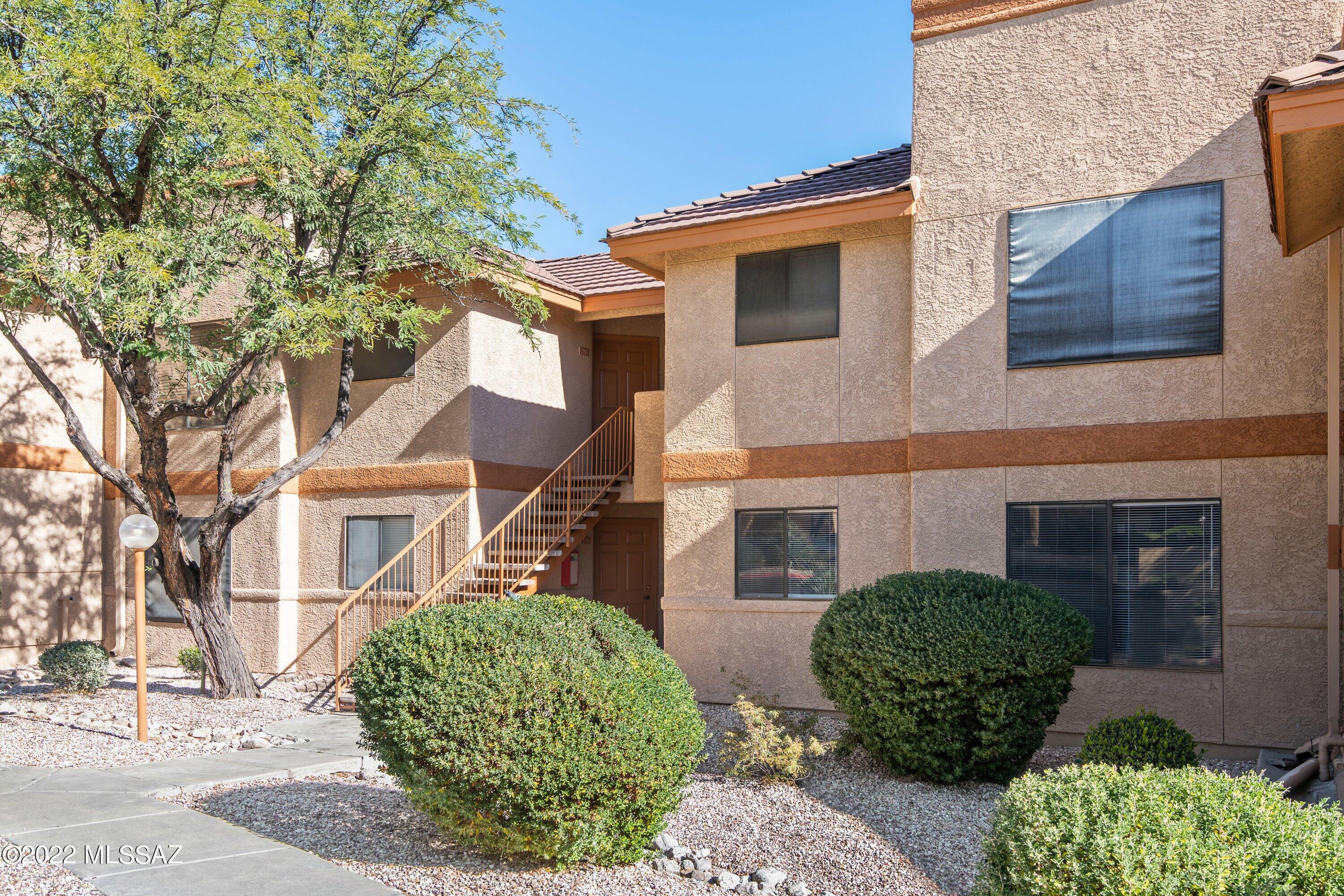 Private ground floor condo overlooking natural desert / mountain views in the gated Northern Tucson community of The Villas At Sabino Canyon. This spacious recently renovated property is fully furnished & features luxury vinyl flooring, covered Northeast facing patio, split bedroom layout, primary suite with roomy walk-in closet and custom walk-in shower, kitchen comes with stainless steel appliances and quartz counter, numerous ceiling fans, washer / dryer included, carpeting in both bedrooms and a convenient location near shopping, restaurants, world-class golf courses and Sabino Canyon Park. The Villas At Sabino Canyon include a heated pool & spa, exercise facility, gated entryway, bbq grills and grassy park-like grounds.