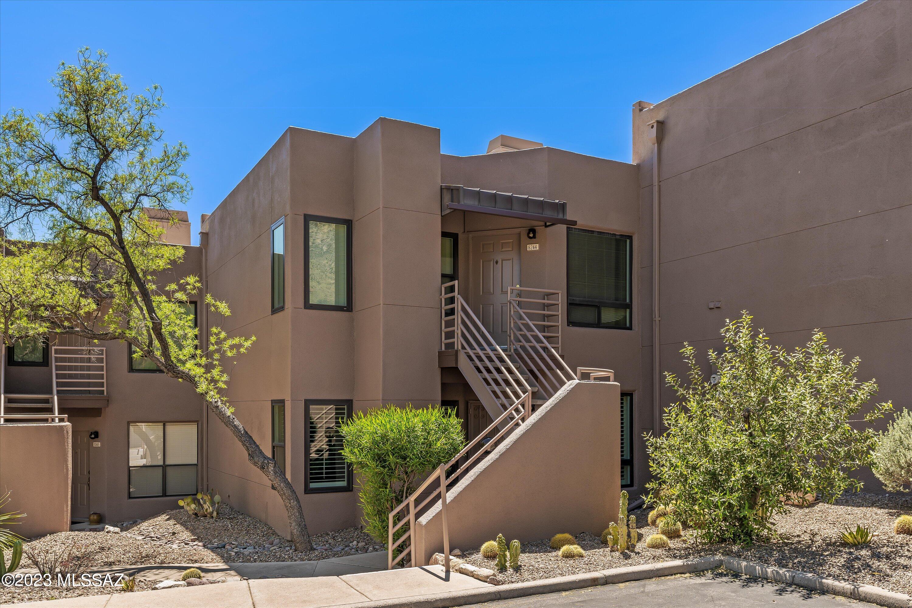 Absolute treasure by the canyon! Come see this luxurious 2 bed/2 bath condo at Canyon View at Ventana! Fine finishes with an eye for detail and comfort.  This prime unit is tucked back in the community at the edge of the canyon with the Ventana tailhead out your front door! Fresh updates from floors to paint and a beautiful stacked stone fireplace. Well equipped kitchen with granite and stainless steel has all appliances and water filtration system. The bathrooms tastefully finished with granite and brushed nickel. Community offers, pools, spas, tennis, exercise facility, BBQ, and two clubhouses. Great location, near natural desert forests but also close to restaurants, resorts, shopping and even District 16 schools. Move in, relax & enjoy the amenities.