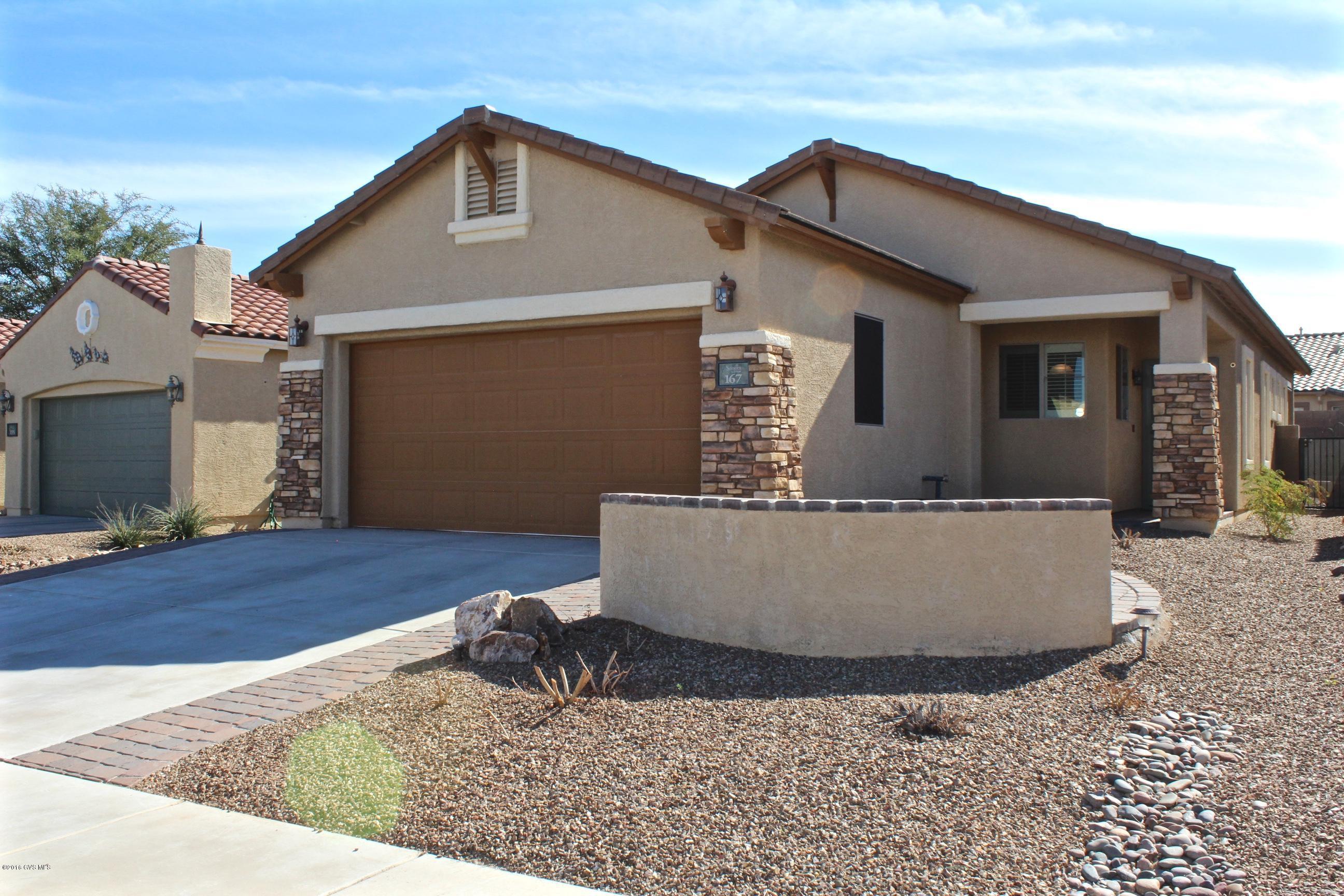 As you research your next home, take a close look at this one & you'll find many ''extras'' that are included! Well thought out features adorn this home in Sonora Del Webb. Get the optimal use out of the garage for your hobbies or exercise with the clean epoxy floor coating, storage cabinets, full garage screen door, large panel mirror, and a phantom screen on the door to the house. Beautiful plantation shutters grace the windows along with solar screens on the outside. The master walk in closet has a complete cabinet system with a hidden hamper & jewelry drawer. Upgraded tile flooring through out and special tile in Master & Closet. Extended height private block wall, electric rolling screens on the patio, water feature, fire pit, custom front security door & side gate. See list.
