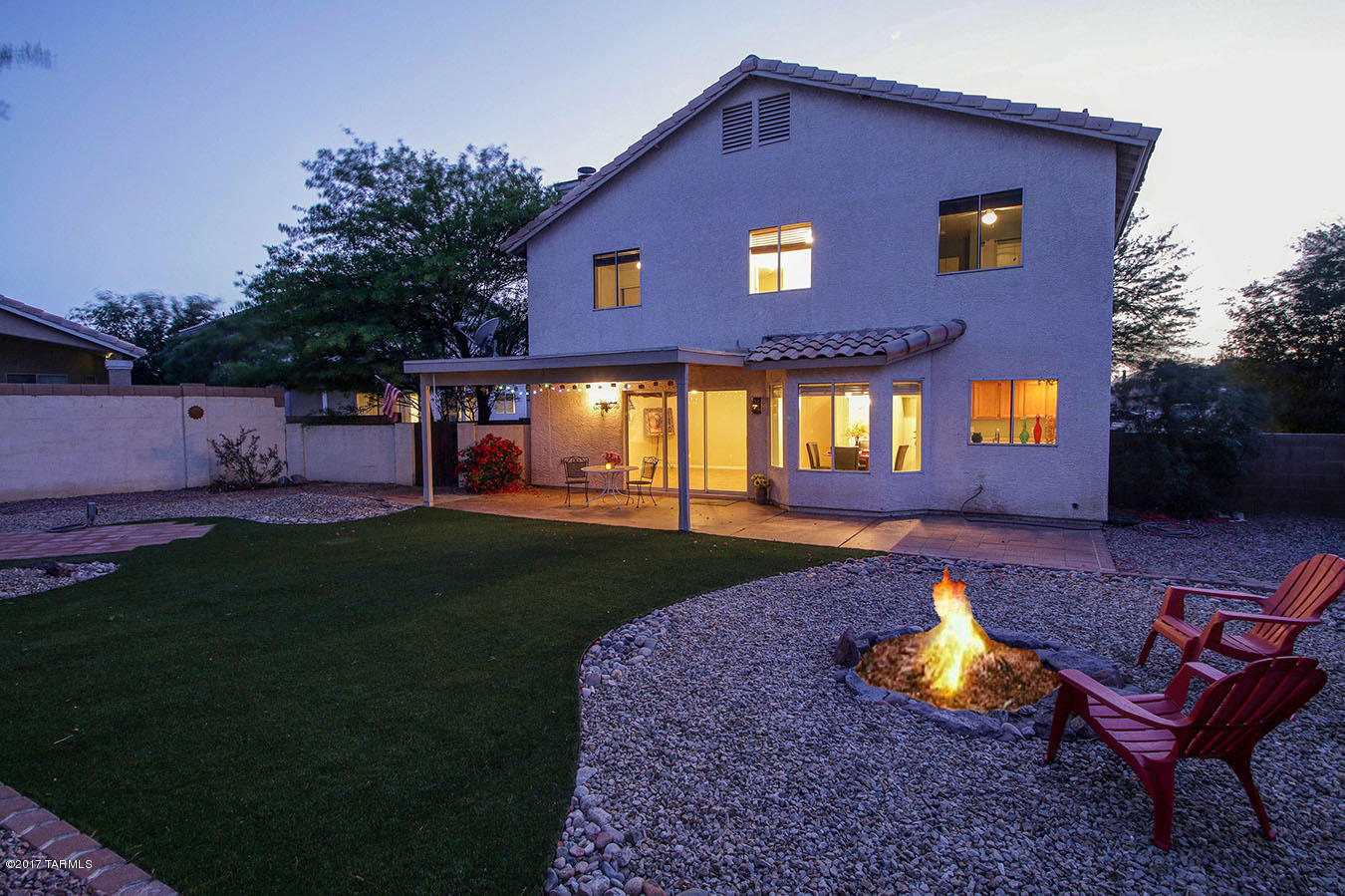 Entertainers Dream Home! Contemporary 4 bdr, 2.5 bath situated on a huge premium lot! Features include: 18'' tile, new carpet, cozy f/p, soaring ceilings. formal living/dining, large open kitchen/family room area, eat in nook w/bay window overlooking the professionally landscaped bkyd, new interior(upstairs) & exterior paint, ceiling fans, sunscreens, stainless stove & dishwasher, clerestory windows, window seat in mbdr, luxurious garden tub/separate shwr & dual sinks in m-bath, walk in closet, pad & electric for hot tub, irrig system. Bkyd oasis with covered patio, waterless lawn & fire pit! Convenient location in the friendly, planned community of Cont. Ranch with parks, schools, shopping, restaurants, hiking, river walk, skate park, dog parks, Premium Outlet Mall, EZ access to I-10!