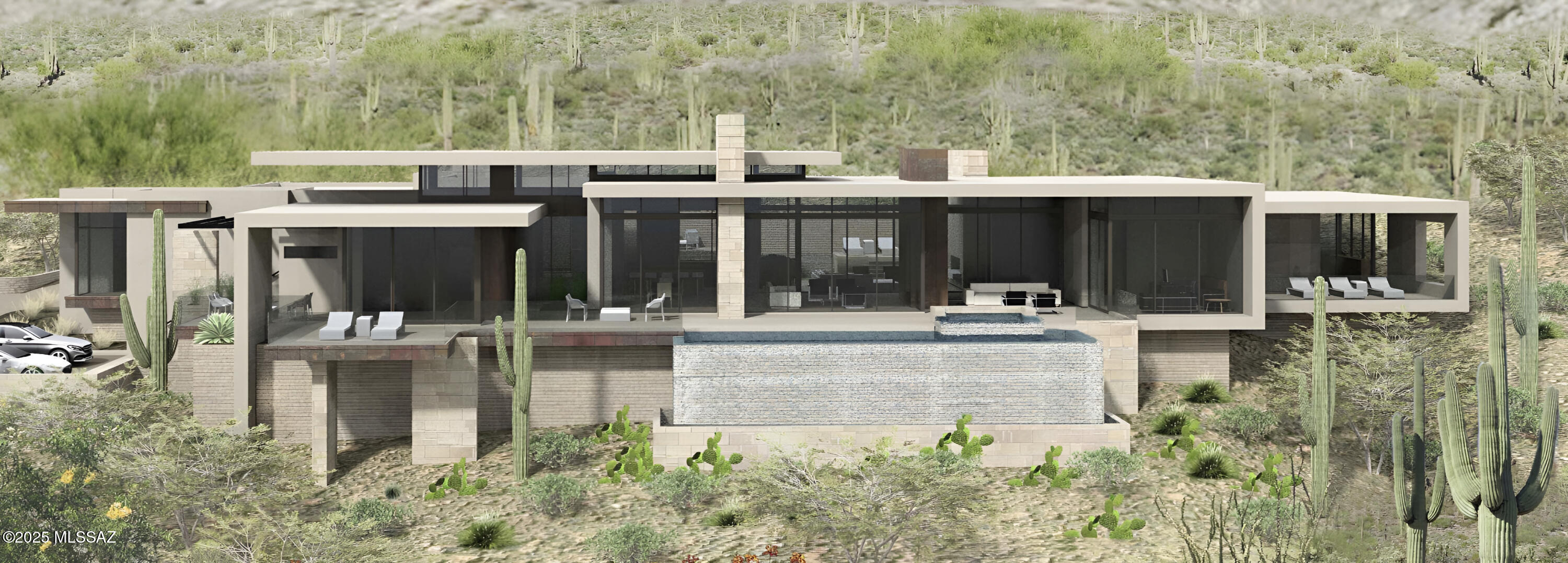 Perched on the highest lot in the exclusive and highly sought-after Pima Canyon Estates, this architectural triumph offers commanding 360-degree views that stretch across the shimmering cityscape below and the majestic surrounding mountains. Designed by the award-winning Kevin B. Howard Architects, this residence is a harmonious blend of bold modern design, timeless elegance, and unrivaled craftsmanship.

Boasting 6,000 sq ft, 5 spacious bedrooms, 5.5 impeccably designed bathrooms, a dedicated office, and a 4-car garage, every element of this home speaks to luxury and precision. The interiors are adorned with meticulously selected finishes, curated to evoke both warmth and sophistication, creating a living experience that is as visually stunning as it is comfortable. At the heart of the home, the chef's kitchen is a true showpiece. Outfitted with top-of-the-line Sub-Zero and Wolf appliances, it offers both beauty and performance. Expansive prep areas, bespoke cabinetry, and seamless indoor-outdoor connectivity make it ideal for both intimate evenings and grand entertaining.

Walls of floor-to-ceiling glass surround the home, framing uninterrupted panoramic views from every angle and flooding the interiors with natural light. Whether it's sunrise over the mountains or the glittering city lights after dusk, the vistas are truly breathtaking.

Step outside to a resort-caliber negative edge pool that seems to float above the city, providing a dramatic and serene focal point. The outdoor living spaces invite year-round enjoyment, with ample room for lounging, dining, and entertaining under the stars.

Set within a gated enclave with only a few prized lots remaining, Pima Canyon is renowned for its privacy, prestige, and natural beauty. This is a rare opportunity to own the crown jewel in one of Southern Arizona's most coveted neighborhoods.

Listing agent is related to seller.