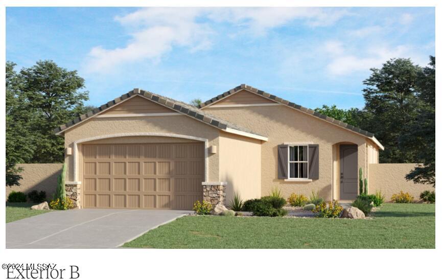 A spacious open floorplan serves as the focal point of this single-level home, allowing for effortless transition between the Great Room, kitchen and dining room. Sliding glass doors lead to a covered patio. The luxe owner's suite is situated at the back of the home, comprised of a restful bedroom, en-site bathroom and walk-in closet. Two secondary bedrooms are comfortable and private spaces for household members or overnight guests. This home has upgraded kitchen cabinets & granite countertops. Our homes come with the Rinnai Tankless Water Heaters, Smart Thermostats, Post-Tension Foundation, Radiant barrier roof decking, 2'' Faux Wood Blinds and more!
