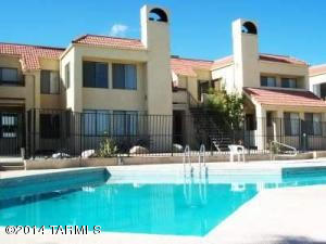 Cute 2Br/1Ba condo in quiet complex close to pool. Living area has fireplace and french doors going into one of the bedrooms. Small patio off sliding door and a small storage room. Perfect for students and winter visitors. Close to Pima Community College West, U of A, freeway and down town. Water provided. Rent 700, Deposit 700,Credit Check 50, Pet Fee 250.