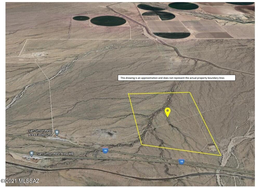 151 Acres of Raw land off the East Bound I-10 in San Simon.  Just west of the I-10 East Bound rest Stop.  This property has not been used in over 50 years.  Natural plant coverage and surrounded by BLM land. 
NO Legal access to this property- was determined via a title Search.  This property does have several Utility Easements running through it and along its boundaries.  4x4 Drive vehicle need to explore, Use GPS mapping and close ALL Gates!
No physical access to this property has been discovery. There is a gate on the shoulder of I-10 that is locked.  Access may exist there, but not a legal access point for this property.
