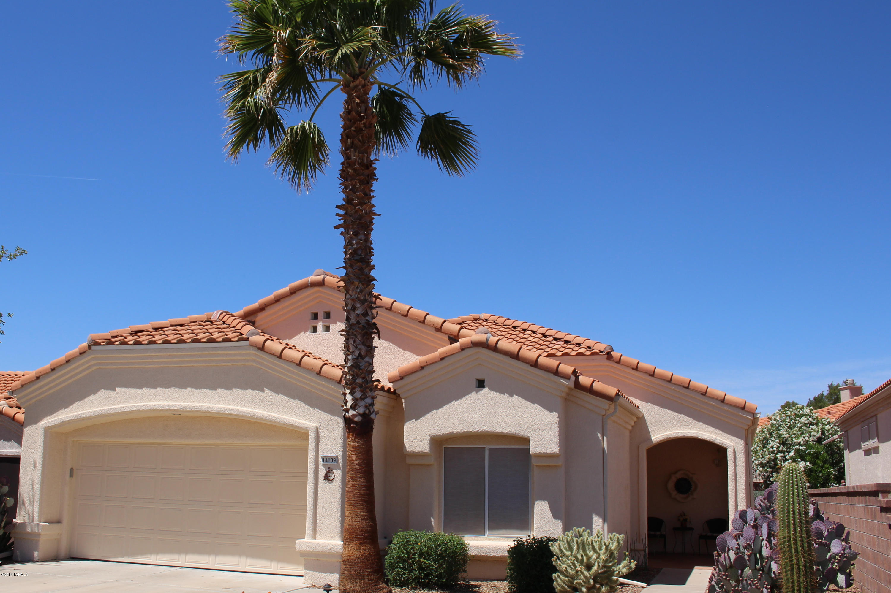 A perfect home for so many uses, investment, seasonal, rental or full time fun in the 55+ Active Adult Community of Sun City Oro Valley. So many extra touches are evident throughout this well maintained home. Granite counter tops in kitchen and guest bath, ceramic tile, sculptured concrete on front and back porches, custom pull down sun shades, vinyl pergola over back patio, landscape pavers and quality desert plants accent the yard design and a fire pit too. Make this house your home!