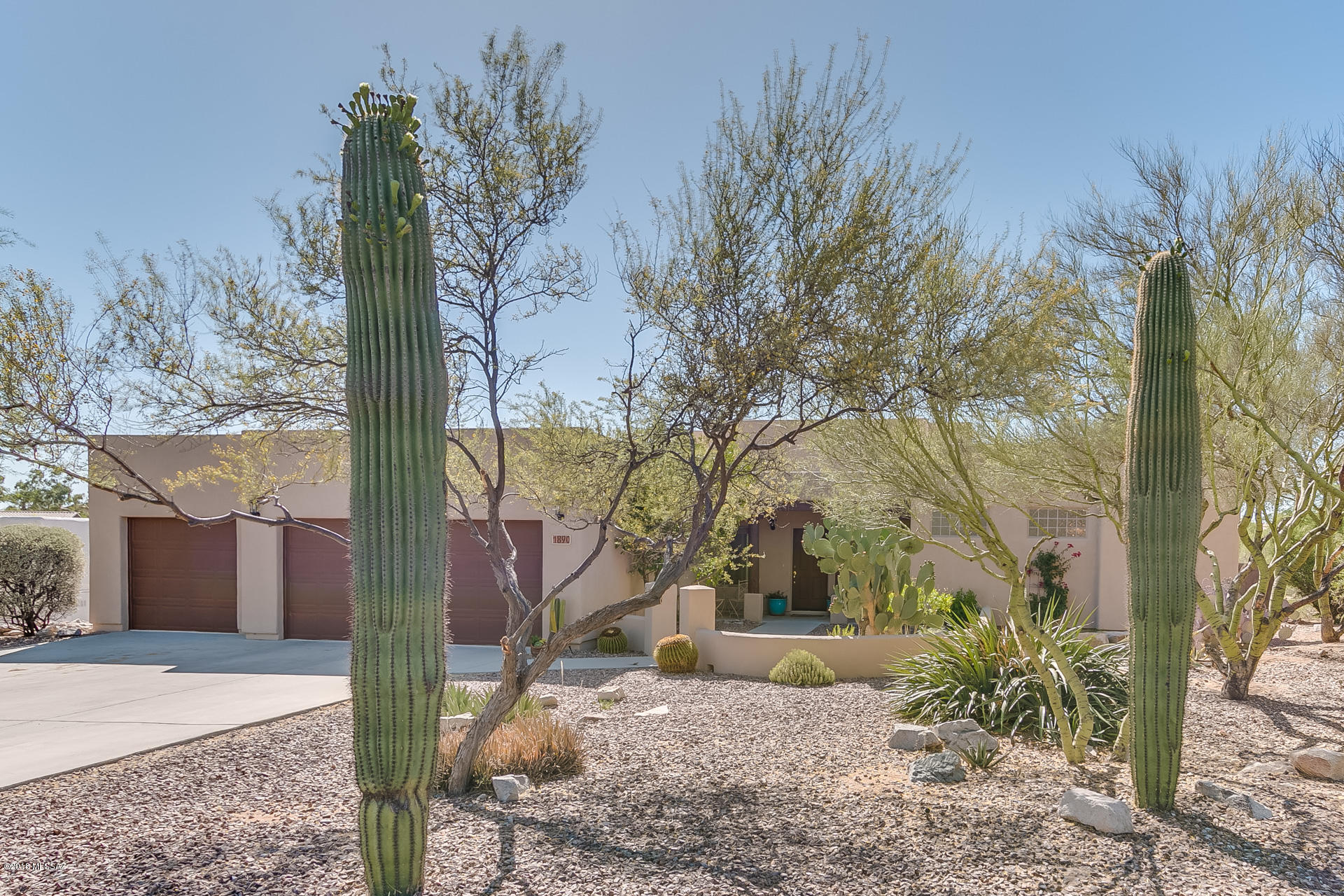 Stunning Santa Fe home located on a private Cul de sac lot and backs to lush natural area. Enter this beautiful home into the large bright great room w/fireplace and ceiling fan. Kitchen includes SS appliances 42'' maple cabinets and breakfast bar. Lovely Master bedroom with large walk-in closet and en suite with dual sinks, over-sized walk-in shower & separate tub. The entire home has been freshly painted inside & out as well as new carpet has been installed. Tile throughout the home except for the bedrooms and area in the great room.  Solar hot water heater helps to reduce your costs.  This home is spotless and there is nothing to do here except move-in.  Don't miss seeing this beautiful home