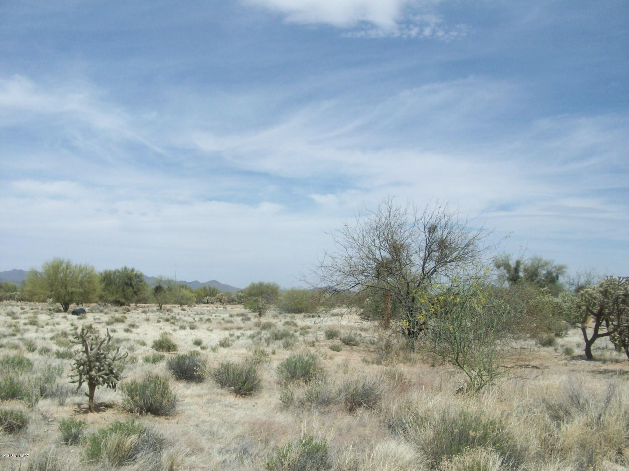 Over an acre - cactus abounds,  Water either hauled or drill well, septic on property  (2003 per tax) - Structure could be repaired or torn down - beautiful place for Manufactured or site built home.