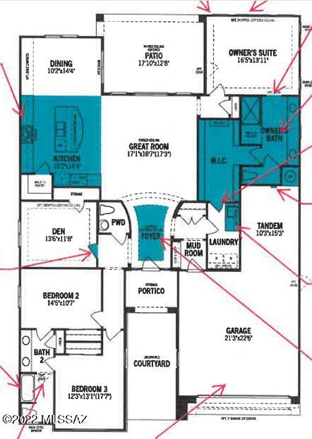Patina plan with gourmet kitchen, walk-in shower in owner's bath, enclosed den, coffered ceiling in foyer