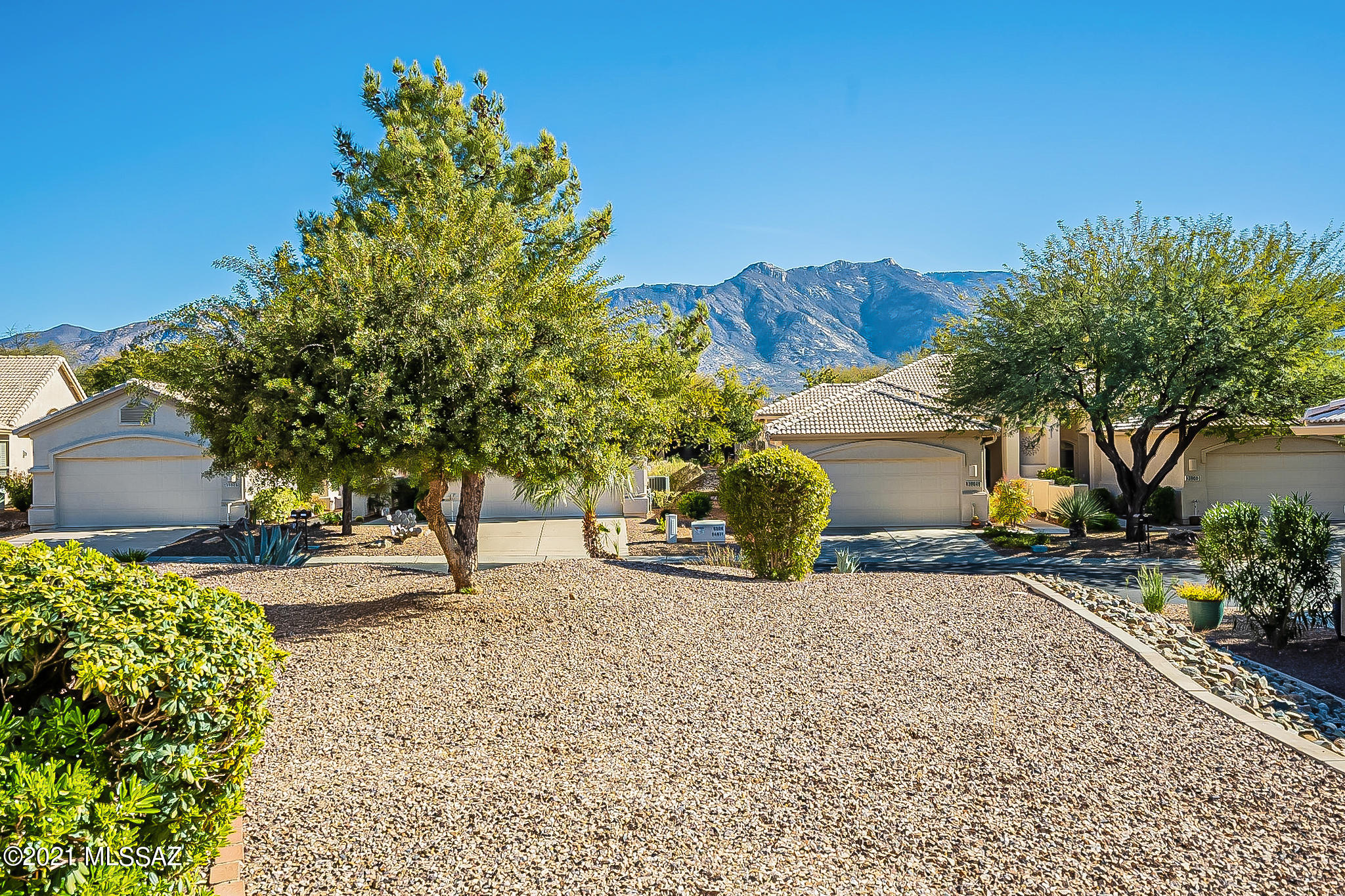 Awesome, light and bright, Riviera Model Villa with mountain views, located in SaddleBrooke, Tucson's Premier Active Adult Community. The entire interior of this home has recently been re-painted in a soft, neutral color, new carpeting installed in great room, dining area & both bedrooms, plus new master bathroom flooring installed. Kitchen features ceramic tile, Corian counters, large island and breakfast nook. All known repairs have been made, including new rollers on patio sliding door, compromised windows replaced, new patio screen door and more. This home is now ready for new owners. So, bring your favorite adult beverage to enjoy with friends on the patio and delight in the SaddleBrooke lifestyle!