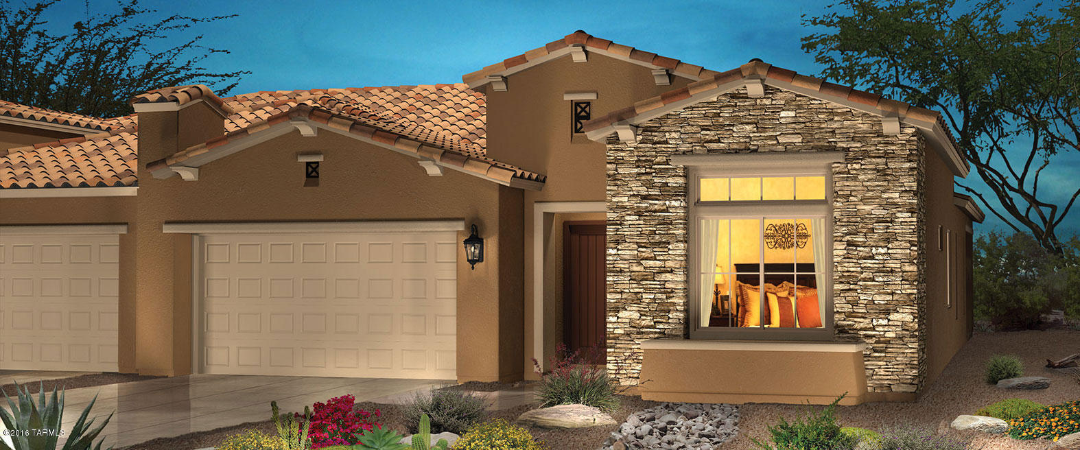 Villa Lock & Leave Villa living! Lago plan with open Greatroom design and island kitchen. Pictures are of builders model home. Upgrades include: Full-Overlay 42'' Upper Cabinets, Under Cabinet Lighting prewire. Quartz countertops w/ full tile backsplash, Blanco Granite under mount sink w/ Delta SS pull-out faucet, GE SS Appliances include Gas Slide-In Range, Dishwasher & Microwave. Quartz vanity & SS fixtures and accessories in Mbath.  Decorative Bath Vanity lights. Tile Surrounds at MBA & BA2. 20'' floor tile & upgraded carpet. Full Laundry Cabs, 2-Tone Paint, Soft Water Loop. Pavers at rear courtyard. All exterior of home and landscape is maintained by Villa HOA.