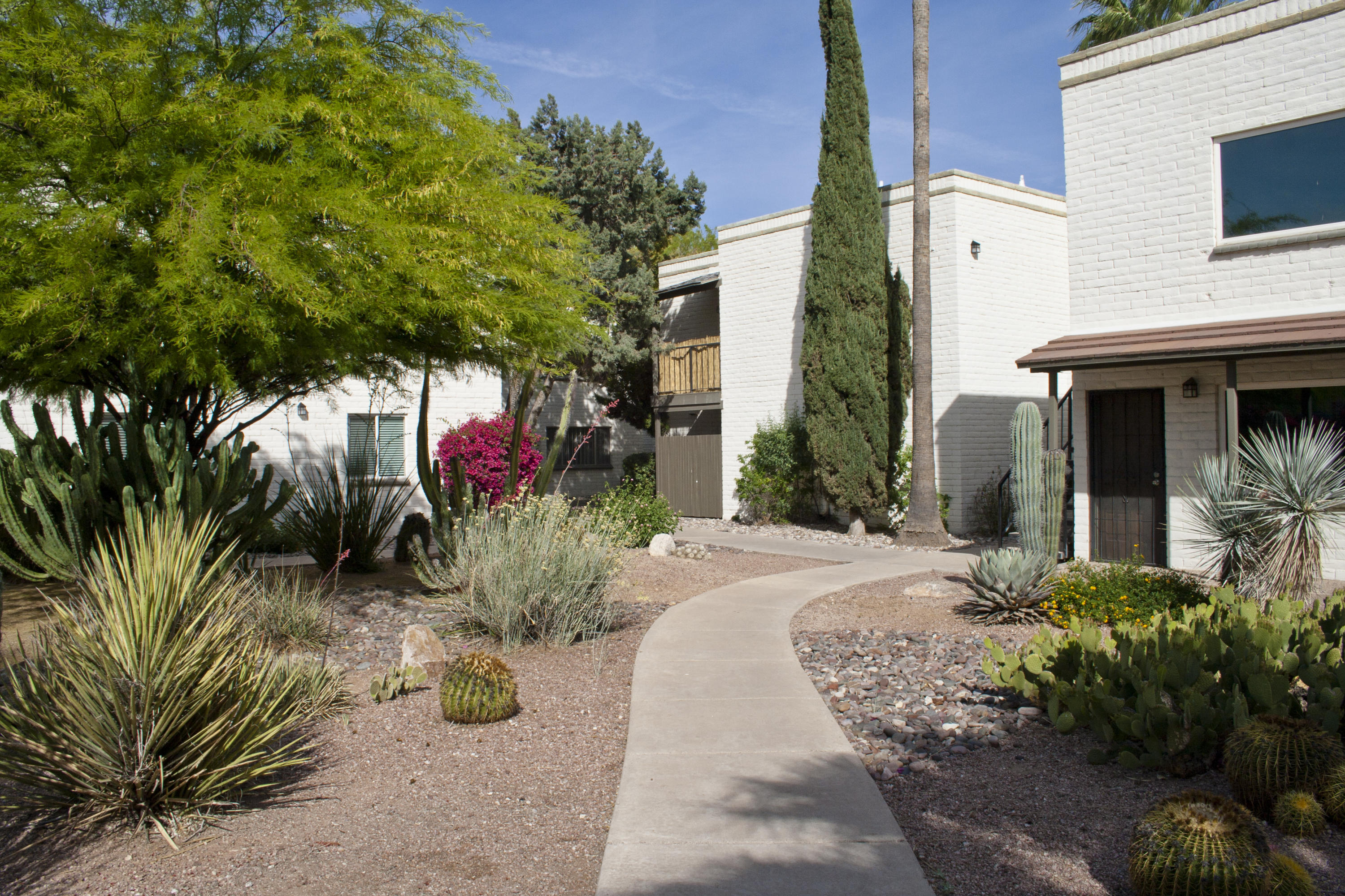 This turn-key stylish 3 bed, 2 bath ground floor condo is available for immediate move-in. Third bedroom is very large with an exterior door and is furnished as a den. Community includes laundry room, pool, spa, exercise equipment, and meeting space. 6 months or more preferred. Possibility to do unfurnished at a lower rate for at least a year.