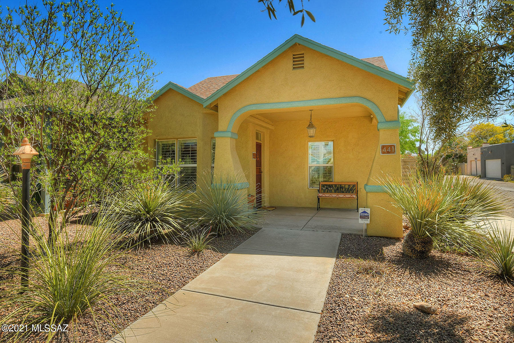 *ARMORY PARK * CHARMING BUNGALOW- BUILT 2005! AWARD WINNING ''GREEN DESIGN''- BUILT BY JOHN WESLEY MILLER! RIGHT IN THE HEART OF TUCSON- WALK TO-TROLLEY , EASY ACCESS TO UOA, RESTAURANTS, 4TH AV & DOWNTOWN EVENTS! CITY LIVING AT ITS BEST!SOLID MASONRY CONSTR, EXTRA THICK WALLS- HEAVY INSULATED, PASSIVE SOLAR PANELS, COLORED CONCRETE FLRS- VERY ENERGY EFFICIENT! WELCOMING FRONT PORCH- LOOKS OUT TO PARK LIKE STREET FILLED WITH TREES! ENTER WONDERFUL GATHERING ROOM- HUB OF THIS HOME- OPENS TO KITCHEN & COZY DINING AREA. ENJOY TOTALLY PRIVATE BKYD- PAVED PATIOS, SIDE GARDEN, COVERED SAILS FOR SHADE. HARD TO FIND- ''2 CAR'' OVERSIZED GARAGE W/BUILT IN STORAGE CABS. WELL APPOINTED* ALL SS APPLIC INCL + W/DRYER & REFRI! CENTRAL VACUMN, TILE WALK IN SHOWERS, FRENCH DRS/MSTR SUITE TO YARD-RARE FIND