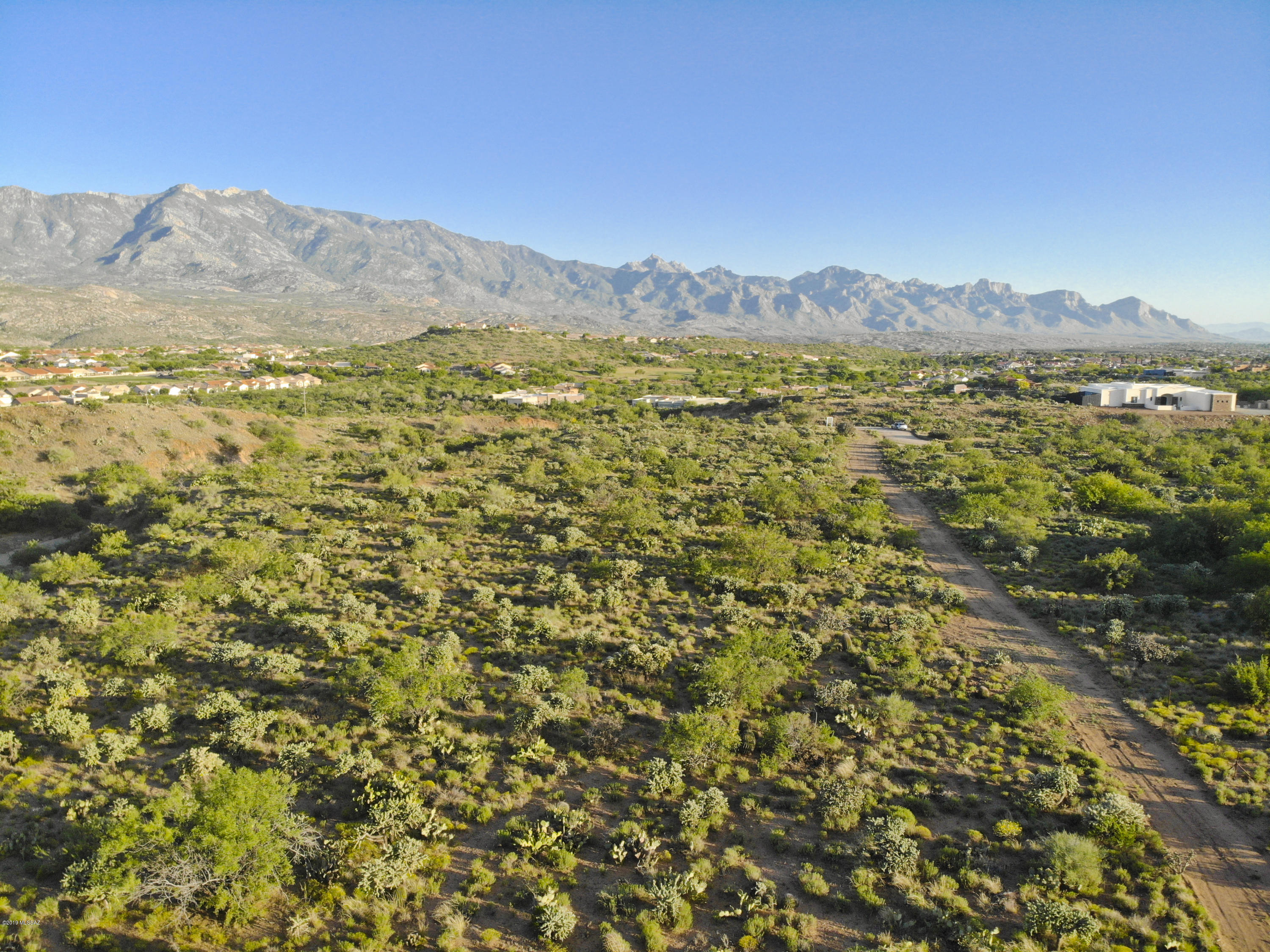 Looking for a peaceful, rural feeling lot, while still nearby to all the city amenities? This lot meets those needs perfectly and provides an unobstructed view of the majestic Catalina Mountains. The east facing rear yard orientation allows for gorgeous vistas, and the wash behind the property ensures privacy & view corridors. With the vast majority of the lot being extremely flat, this property will be a cinch to build upon. Design your custom home to fit this exceptional location. NO HOA, yet nearby to Saddlebrooke and off only a short section of dirt road. Only very minor deed restrictions.