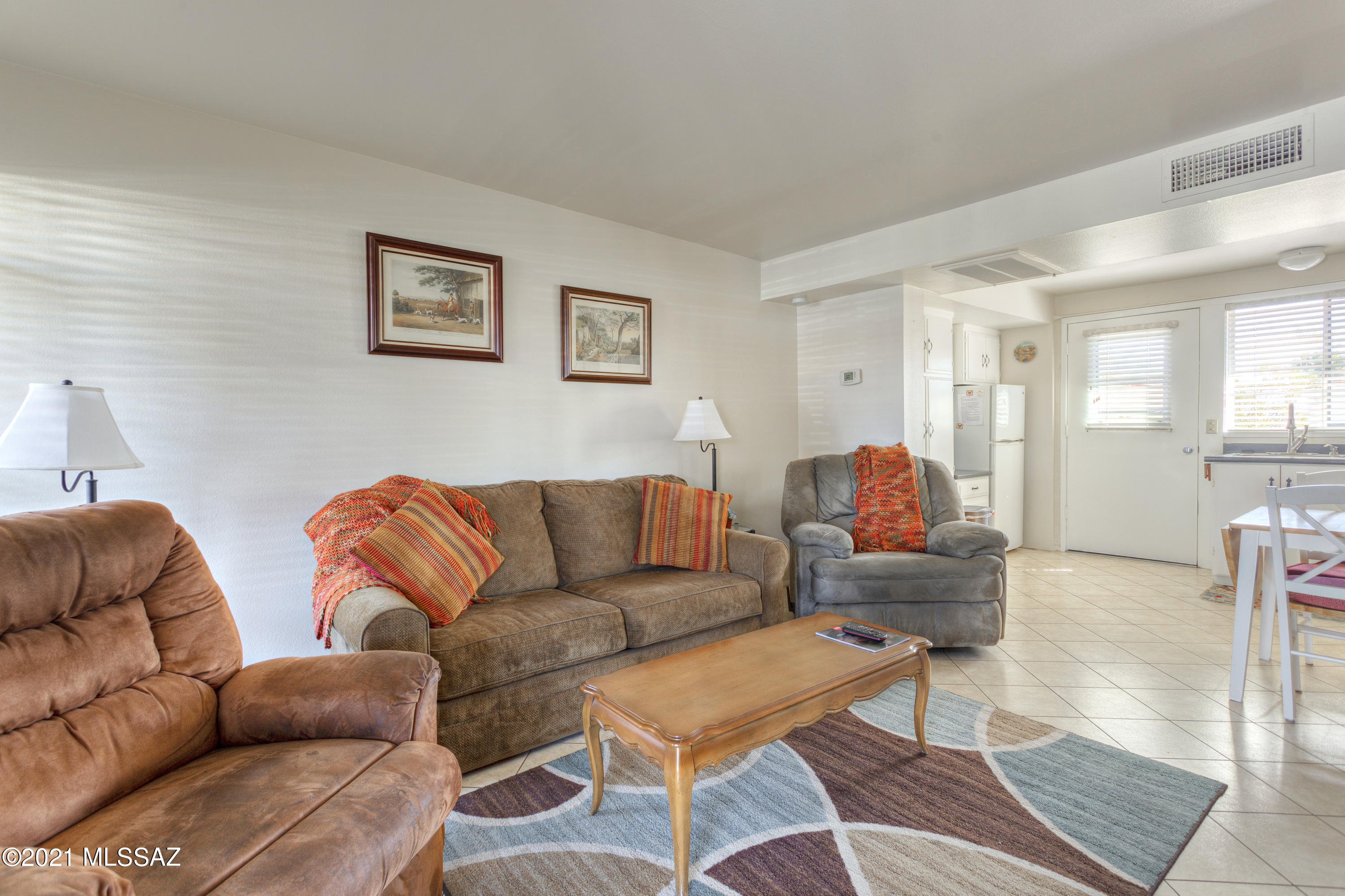 EASY LIVING in this furnished 1BR condo. Comfy as traveling home base, vacation destination or enjoying the Southern Arizona lifestyle. Central Green Valley location nearby to Farmers Market, churches, library, shopping plus easy I-19 access. HOA takes care of exterior, roof, HVAC, streets, landscaping, 4 neighborhood pools and water/sewer/trash - see attached document for full list. Neighborhood laundry is conveniently across the street. Green Valley Recreation offers more clubs & activities including Pickleball, wood workshop, swimming, fitness centers, Majohng, bocce ball and so much more. Experience the 55+ active adult life Green Valley offers.