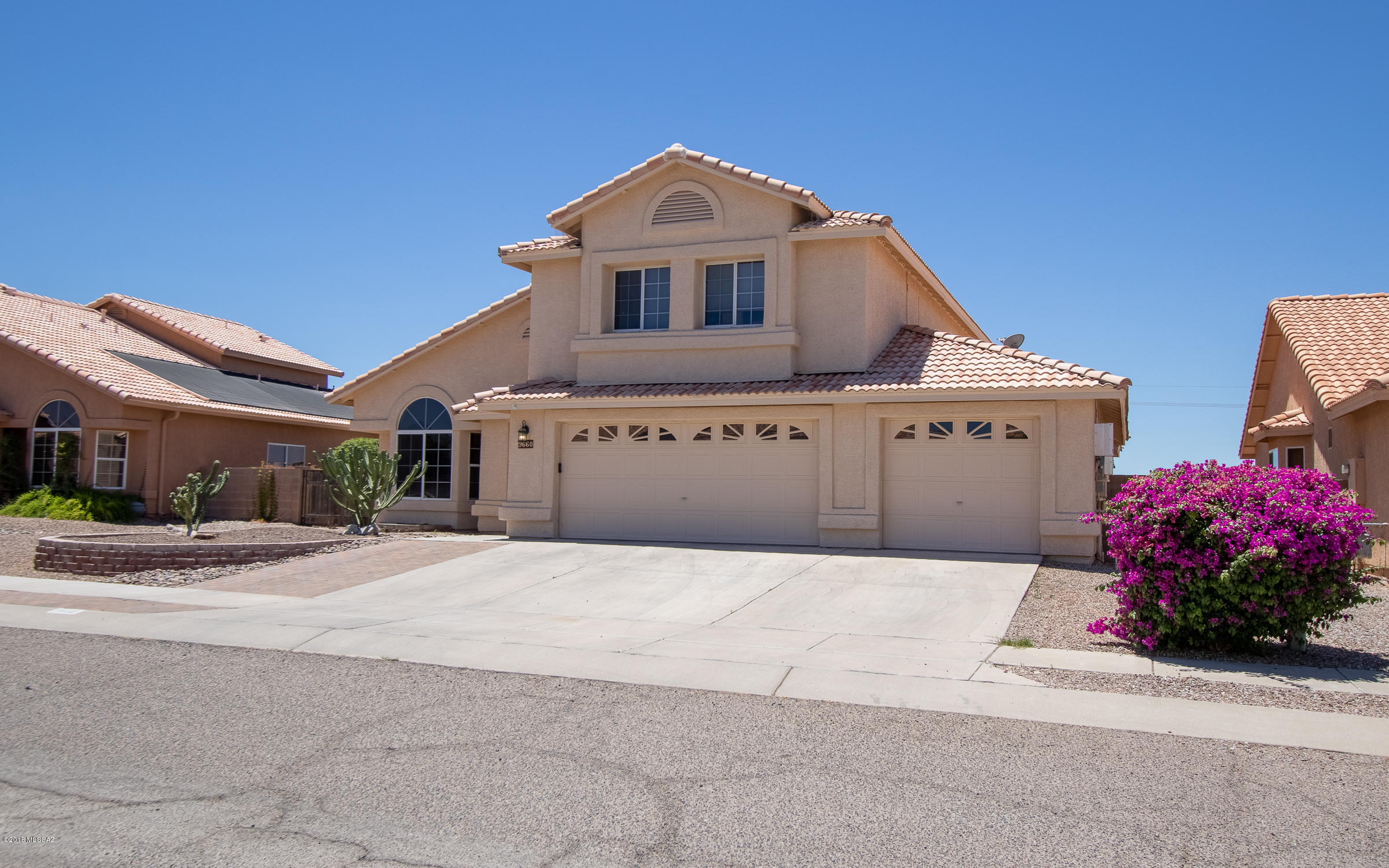 AMAZING! This home has everything you need! 5 over sized bedrooms, 3 full baths. One bed and bath downstairs away from all other bedrooms AND it is HUGE! 3 car garage! Nice pool with waterfall feature. Large covered patio in backyard with storage shed that stay as well as a double gate one side! NO neighbors behind you!! Corian counter tops, large kitchen with eat in area. Lots of hickory cabinets in kitchen. Open floor plan with vaulted ceilings! Save on electricity! Home electricity is on Solar City lease. Roof warranty with solar company. This home has a lot of features and is move in ready!