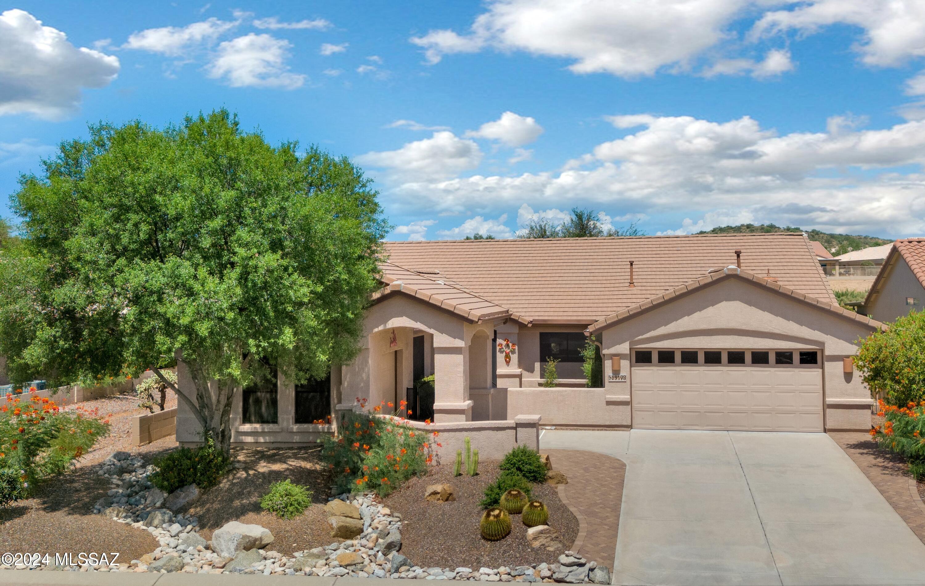 Updated Silverton with 3 Car Garage, Golf Course & Mountain Views. Great Curb Appeal & Gated Yard! Custom Entry Gate to Courtyard & Custom Entry Door. You'll enjoy a Living Room & Dining Area. Family Room has Gas Fireplace & Slider to Patio to entertain. Updated Kitchen has newer Stainless Steel Appliances, Quartz Countertops, Tile Backsplash, 42'' Hickory Cabinets with Pull-outs, Pantry & Kitchen nook. Owner's Suite has Bay Window. Updated Owner's Bathroom has Quartz Counter, Custom Walk-in Shower & 2 Closets. 2 Guest Bedrooms with Closets & Updated Bathroom near by. Laundry Room with W/D & Storage. 2 Car Garage has 2019 HVAC & 2019 W/H and a Separate 1 Car Garage. Covered Paver Patio & Extended Paver Patio for Great Outdoor Living with Gorgeous Views from all around! Welcome Home!