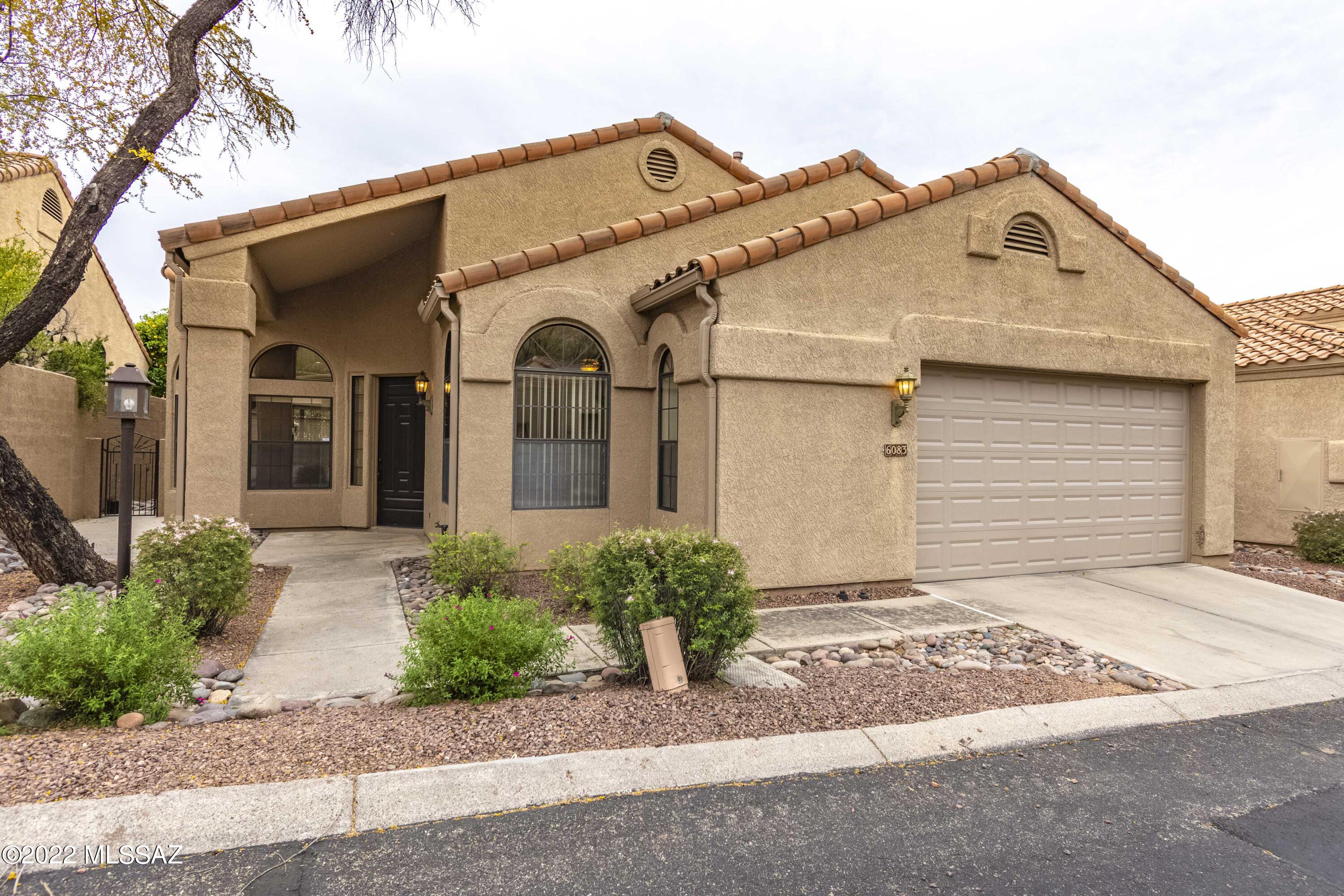 Detached home in gated Ventana Canyon Golf Villas. Spacious 3 bedroom, 2 and a half bath model with lovely high ceilings. Kitchen and bath updates have been done, as well as newer vinyl plank flooring throughout most of the home. Updated kitchen with high end stainless steel appliances. Primary suite has a large bathroom with separate shower and jetted tub, and a generous walk-in closet. Private southeast facing covered rear patio. Both HVAC units are newer and home has been replumbed. Very quiet location with a private rear patio.
