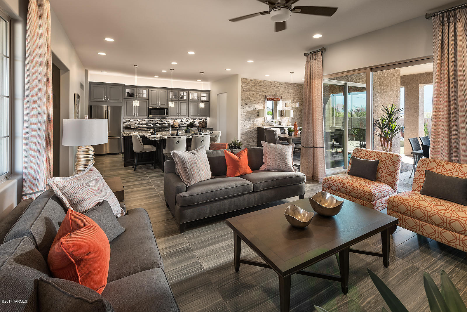 Drift plan available for model leaseback. Split bedroom plan with roomy great room, dining room, Stop & Drop area, walk-in pantry & 8' slider to back patio. Kitchen features large center island, granite countertops, tiled backsplash, gas cooktop, micro/oven combo ,& walk-in pantry. Master suite has dual vanities & over-sized walk-in closet. Furniture, decorations & Window coverings do not convey.