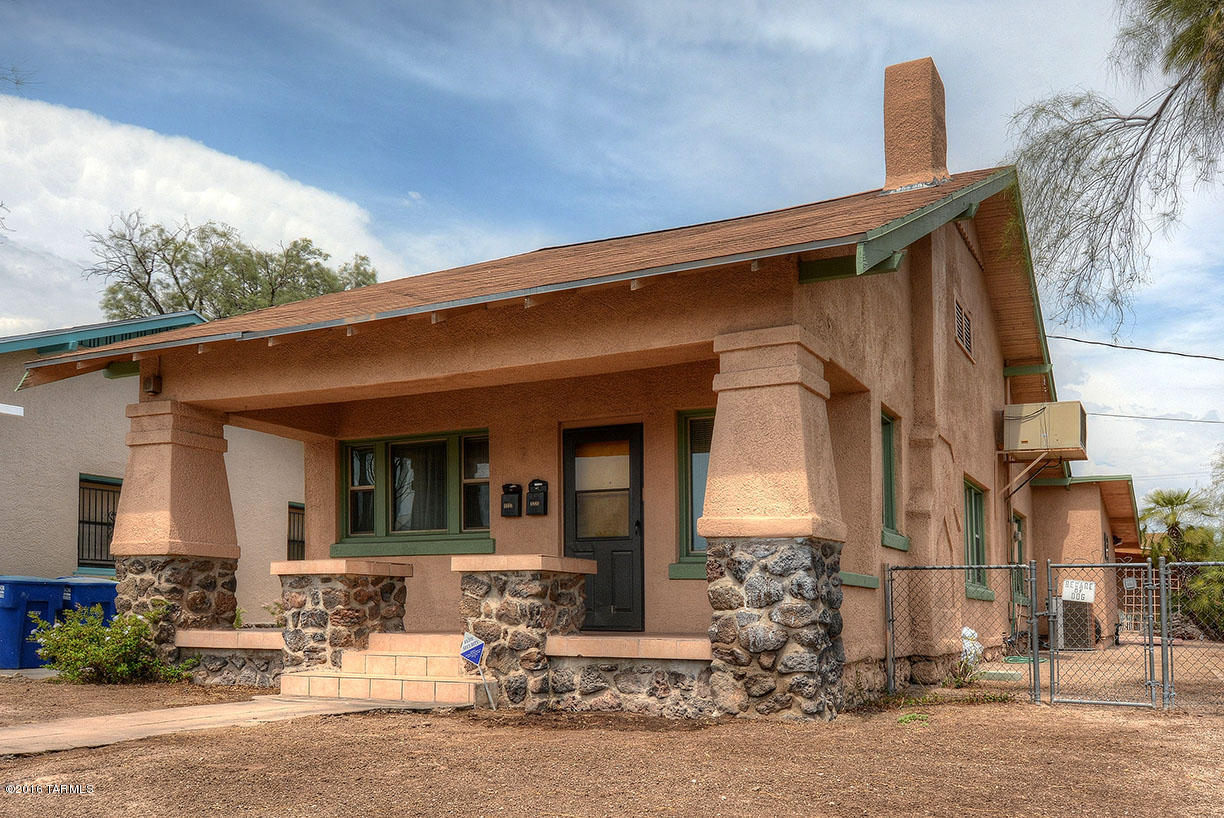 Great duplex just a few blocks from the U of A. Separate 1 car garage used as storage and separate large laundry room/storage. Fully rented for the next year. 1220 North Euclid was originally built in 1929 and renovated has 3 bedrooms 2 bathrooms newer kitchen & Bathrooms, hardwood floors, original built in cabinets & desk w/Tucson Mt volcanic rock Fireplace & Washer Dryer, 1222 N. Euclid built in 2000 with Rastra Block. 3 covered patios & a balcony plus a double carport! Walking distance to the U of A.