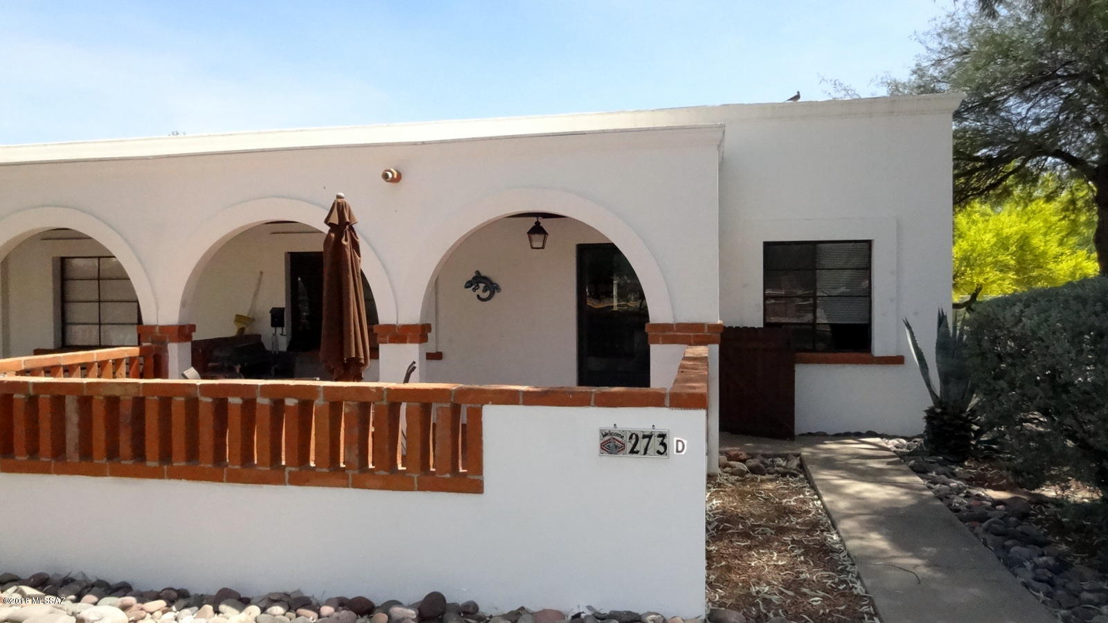 Two bedroom Villa with Washer/Dryer, comes fully furnished. Located near lovely grassy area but, set back enough when there are no head lights shining in your home.  All maintenance on exterior of home taken care of by HOA, including roof, H/Vac unit. Water, sewer, hot water heater, grounds & garbage also paid for by HOA. Pool & shuffle board near by.  Unit D listed.