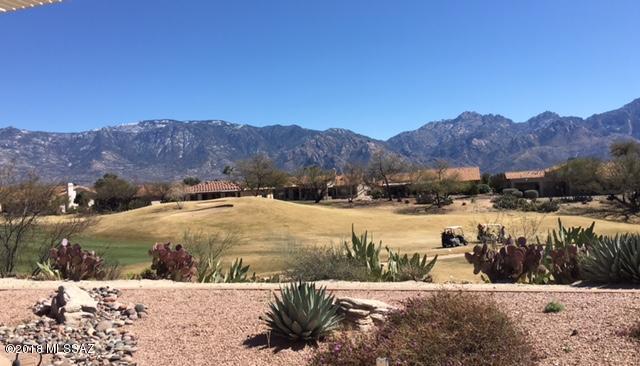 Pacifica Plan on one of the BEST VIEW LOTS in Sun City! Overlooks golf course below w/unobstructed Catalina Mountain Views! Very private at end of cul-de-sac with open green belt on one side. Great floor plan with Kitchen opening to Family Room on the view-side of the house. Family Room opens to a spacious covered brick patio facing the mountains.Split bedroom plan, Master with Bay Window & large Master Bath w/walk-in closet, Garden Tub and Separate Shower.Kitchen has granite counter & stainless steel. Extra Room off Kitchen is nice office.Golf Cart Garage plus lots of built in cabinets. Newer roof, well maintained home. A Gem!!