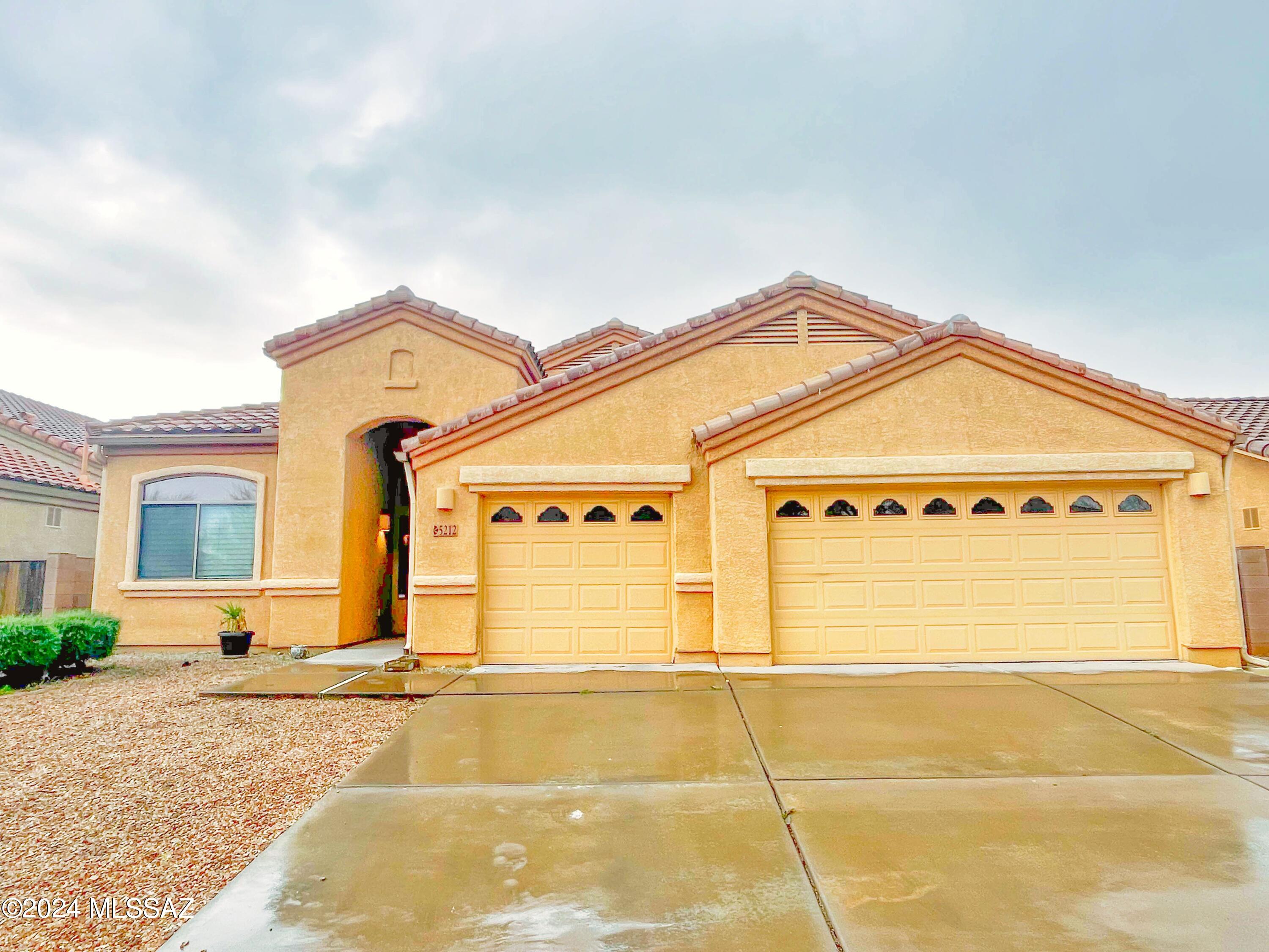 No Application Fees!  Very nice 3 bedroom, 2 bathroom single level home located in Empire Vista. Upgrades throughout including tile flooring with no carpeting, open floorplan, large open living room, separate family room and formal dining area.  Beautiful kitchen features granite countertops, breakfast bar, large island, separate pantry, gas range and all appliances.  Oversized primary suite with walk-in closet, double sink vanity, garden tub and separate shower.  Three car garage offers great parking and storage.  Easy to maintain desert landscaping in front and backyards.