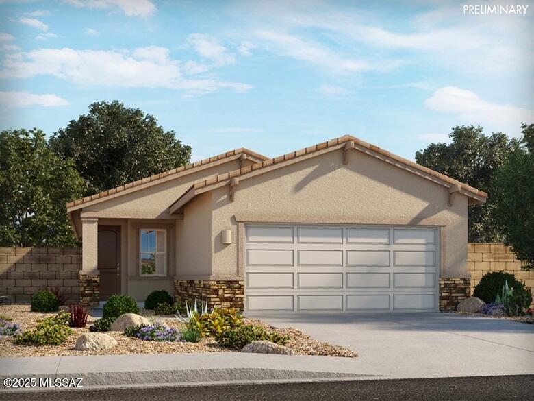 Brand new, energy-efficient home available by Feb 2025! This single-story home has three bedrooms with lots of storage. Use the den as your work from home private space. Keep an eye on the party from the kitchen in the open concept floor plan. Visit Sonora at Entrada del Pueblo and explore new homes in Sahuarita, Arizona. This community features five floorplans and offers extensive amenities including a splash pad, pools, walking and biking trails, and a safari park with convenient access to I-19 and major employment centers. We also build each home with innovative, energy-efficient features that cut down on utility bills so you can afford to do more living.*  Each of our homes is built with innovative, energy-efficient features designed to help you enjoy more savings, better health, rea