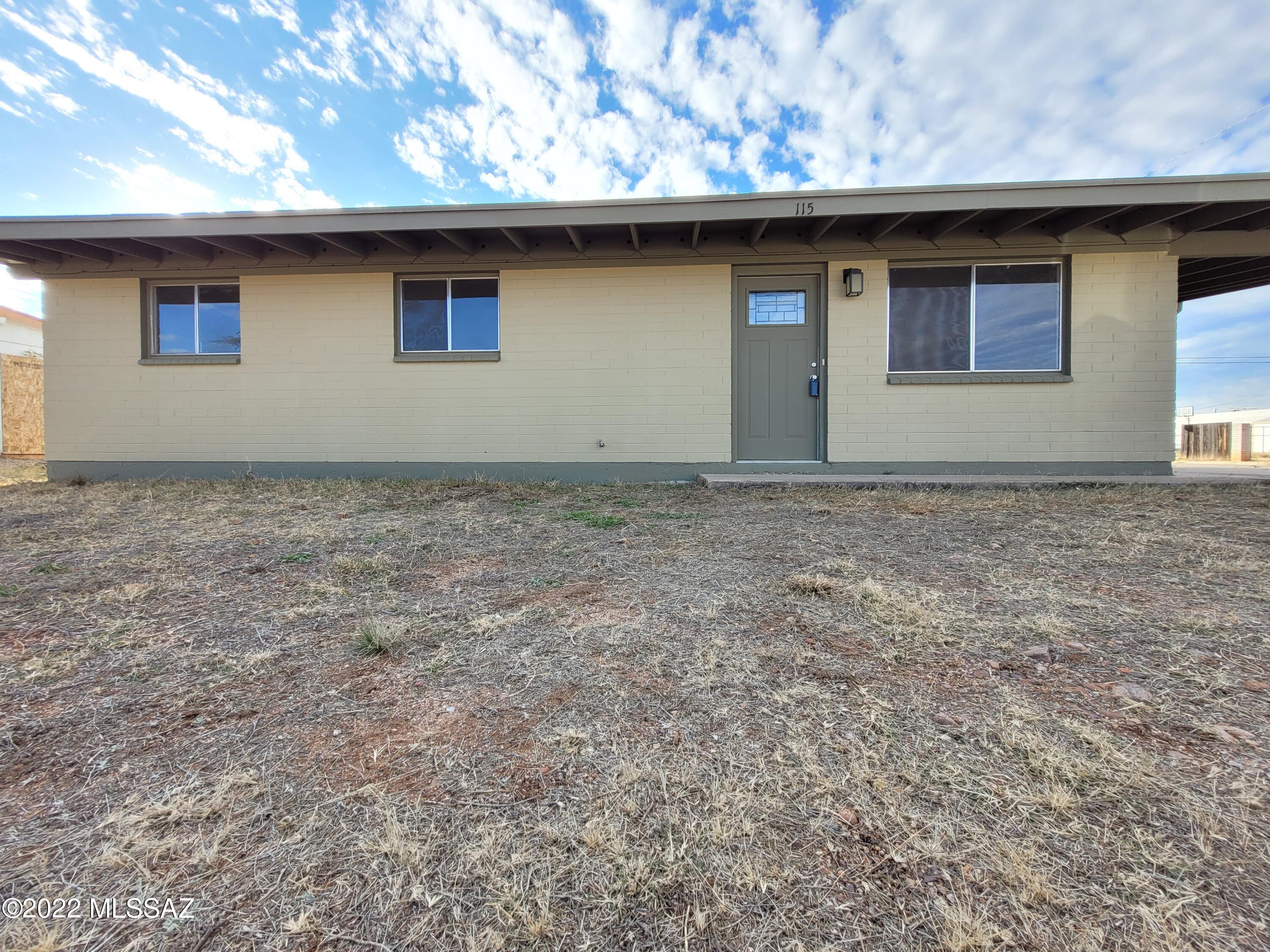 Large corner lot in Huachuca City. Home is an updated 3 bedroom, 2 bathroom. New flooring throughout home, including luxury vinyl flooring in kitchen, new tiling in bathrooms, new interior and exterior paint, and A/C! Sellers are licensed real estate agents in the state of Arizona.