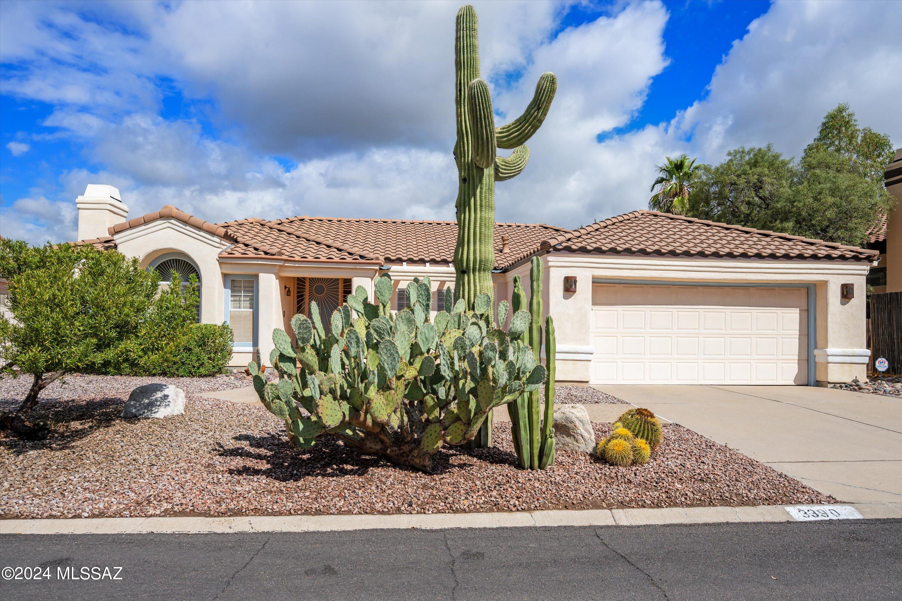 A beautiful 3 bedroom, home in the sought-after North Ranch subdiviision.  Feel the ambience when you step into the living spaces which includes a separate living room, den, a family room with a fireplace.  This home boasts   saltillo tile floors, window plantation shutters, decorative tile counter tops, a water softener. A separate walk in shower and tub in masterbath closes with  a custom barn door. Roof replaced in 2017 is still under warranty.  Enjoy the  backyard under the patio pergola, built-in natural gas bbq, fruit trees, water fountain. Community amentities include:  pickleball court,  tennis, court, two pools, kids water slide, two playgrounds, walking/bike paths.  Many amenities  to keep an active lifestyle.  A short walking  distance to the pool. No direct neighbors behind