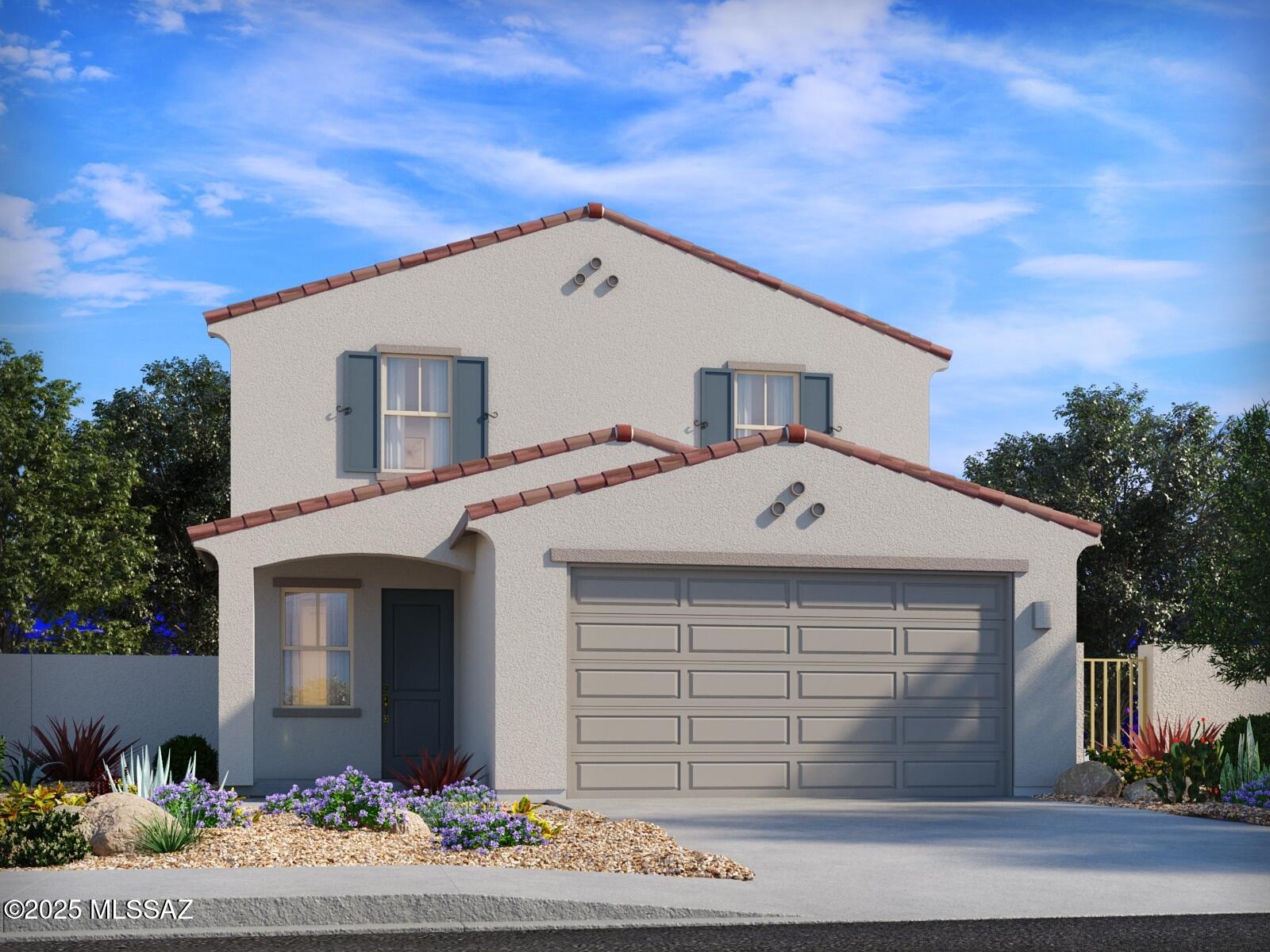 BRAND NEW energy - efficient home NOW! The Amber floorplan offers a spacious two-story home with 4 bedrooms, 3 bathrooms, and a 2-car garage. White cabinets with white/gray countertops, white tile backsplash, wood-look tile flooring and cool neutral carpet in our Refined package. Mandarina located in Marana, AZ. This master-planned community will feature amenities such as a swimming pool, pickleball courts, playgrounds, dog park and more.