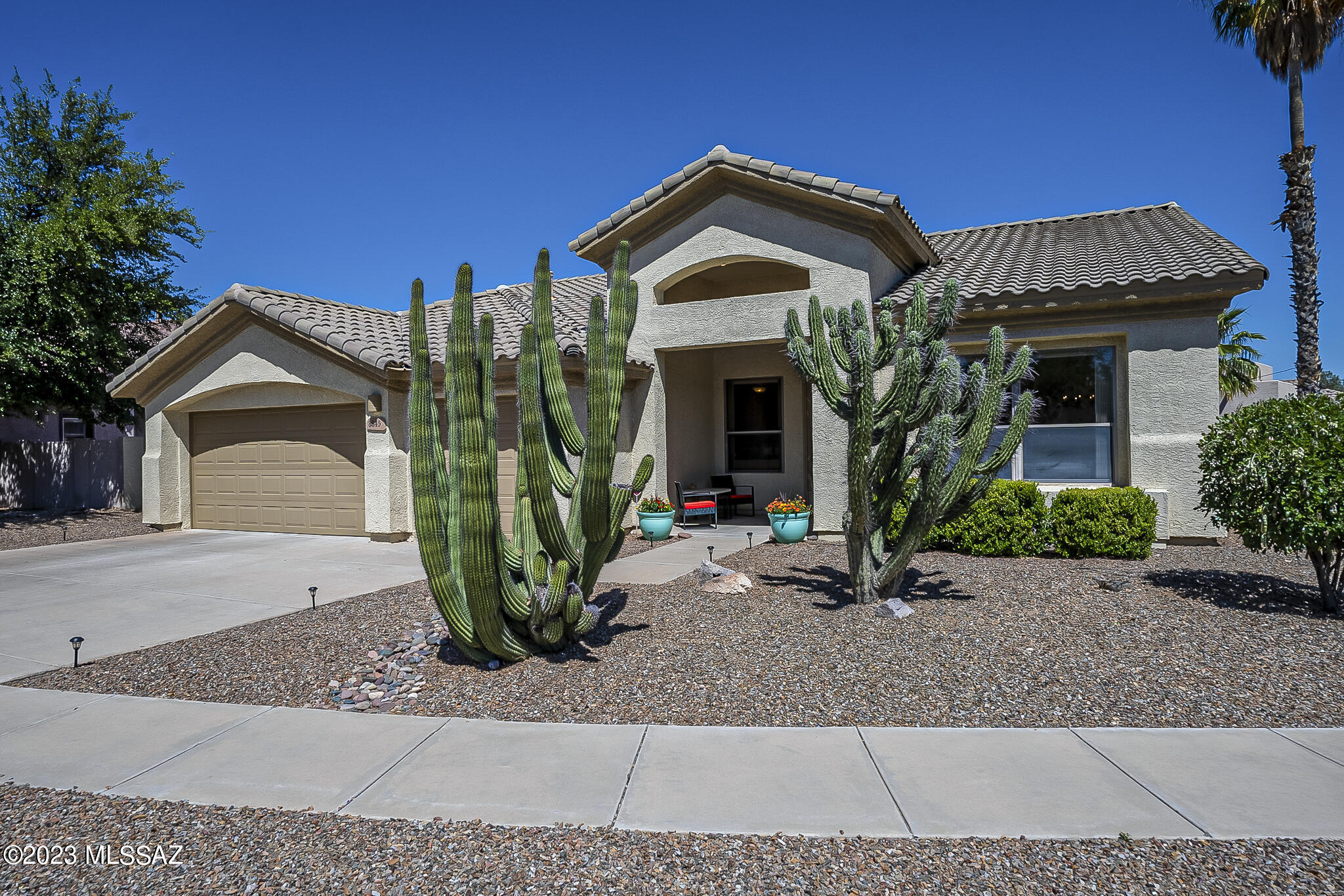 PRICE IMPROVED! Exceptionally maintained, recently painted, 4Bd, 2Ba, 2,219 SqFt home in desirable N Tucson, Continental Ranch neighborhood. This home welcomes you with Comfortable Living Spaces and many nice Upgrades. Gourmet Kitchen with large Eat in Breakfast Island off cozy Great Room w/Gas Fireplace. Dining Nook looks out to the Backyard Pool area. Stainless Appliances, loads of Cabinet Space, Pantry. High Ceilings, Formal Living, Dining areas. Large Walk-Out Master Bedroom. Master Bathroom w/separate Shower & Garden Tub, Huge Master Closet, Large 2nd, 3rd Bedrooms plus 4th Bedroom that functions as Guest Room or Office. Backyard Pool, Spa, Shower Area. Private Patio, Artificial Turf. 3 car Garage w/side door. Built-In Home Sound System. Smart Irrigation System. Close to I-10