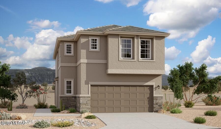 A distinctive side entrance welcomes you to this Hibiscus home. The spacious great room and dining room offer the perfect layout for entertaining with convenient access to a covered patio. Upstairs, you'll find the owner's suite with attached bath, a loft and three bedrooms. The laundry room is also on the second floor, for ultimate convenience.