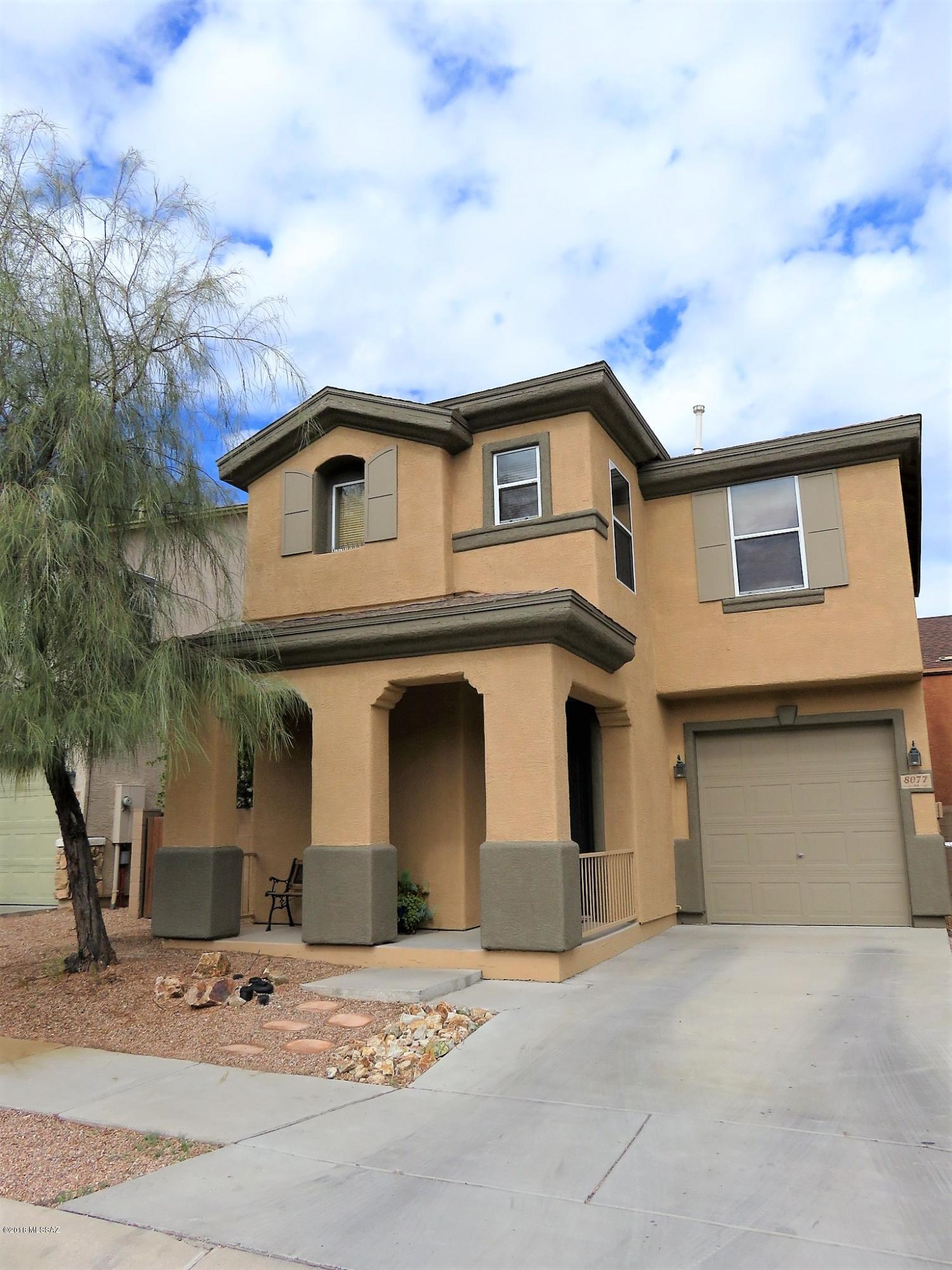 Looking for a picture perfect, move-in ready home w/lots of upgrades? This adorable 2BR, 2 1/2 BA home is it. The downstairs has high ceilings, ceramic tile floors, great room w/ built-in speakers, kitchen & half bath. The eat-in kitchen features upgraded maple cabinets, Corian counter-tops, stainless steel appliances, gas range, microwave, large pantry, & French doors to the patio. The upstairs has a spacious loft, master bedroom w/his & hers closets & its own bath, second bedroom, hall bath & separate laundry room. This home has many recent upgrades including new exterior & interior paint, remodeled baths upstairs, new carpet, new laminate flooring in baths & laundry room, new microwave, washer & dryer. Easy-care landscaping both front & rear. This small subdivision has a nice play area.