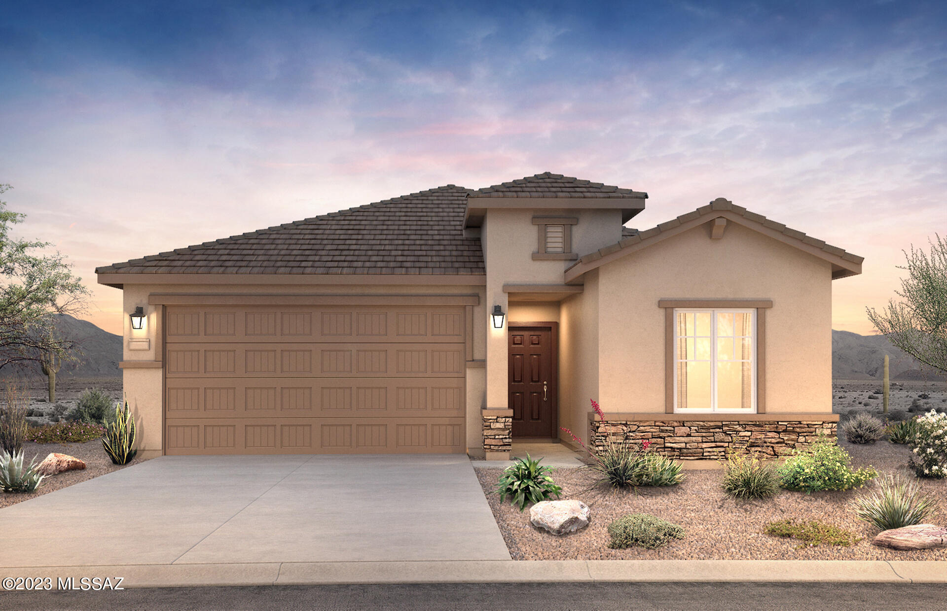 Available now.  Professionally designed neutral Interior home with front yard landscaping on a homesite that backs to desert landscape common area with sweeping views. All appliances including washer/dryer/refrigerator; (pre-plumb for gas and electric at range) are included.  The home offers a kitchen with granite countertops, Whirlpool stainless-steel appliances, 36'' cabinets with crown molding and hardware and faux wood window blinds on front windows.  Quality energy efficient features include Carrier HVAC (gas) and Rinnai tankless water heater.