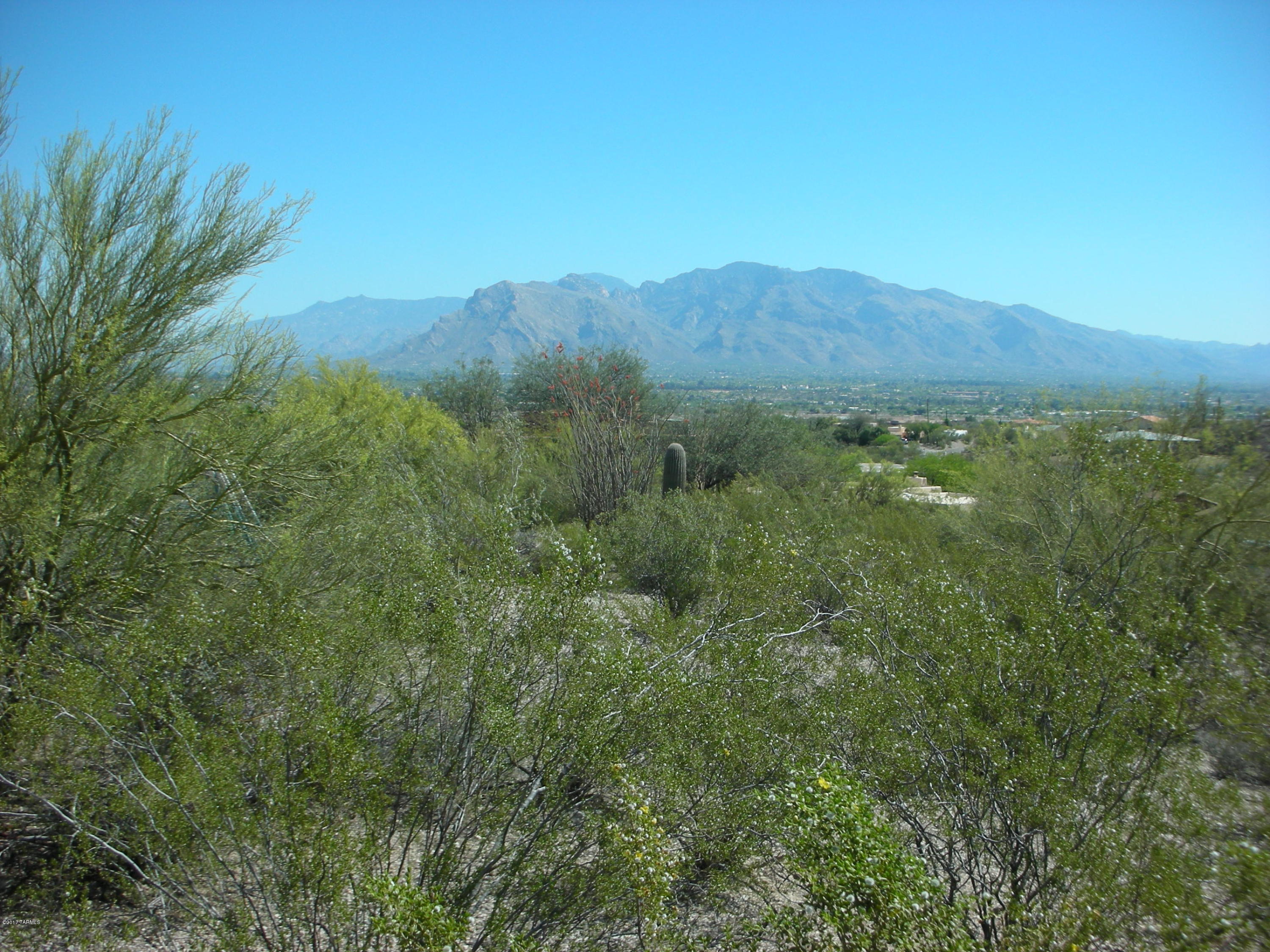 VERY RARE tucked away acre lot in a QUIET, WELL LOCATED, west side area of BEAUTIFUL CUSTOM HOMES. HIGH, gently sloped, well vegetated site with GORGEOUS MOUNTAIN and CITY VIEWS. All surrounding homes are in for established views. NO DEED RESTRICTIONS or HOA; build when you are ready. PAVED access and UNDERGROUND UTILITIES in Robins Elementary District. QUICK to I-10 and El Camino del Cerro. VERY FEW lots this NICE at THIS PRICE in established, close in neighborhoods,