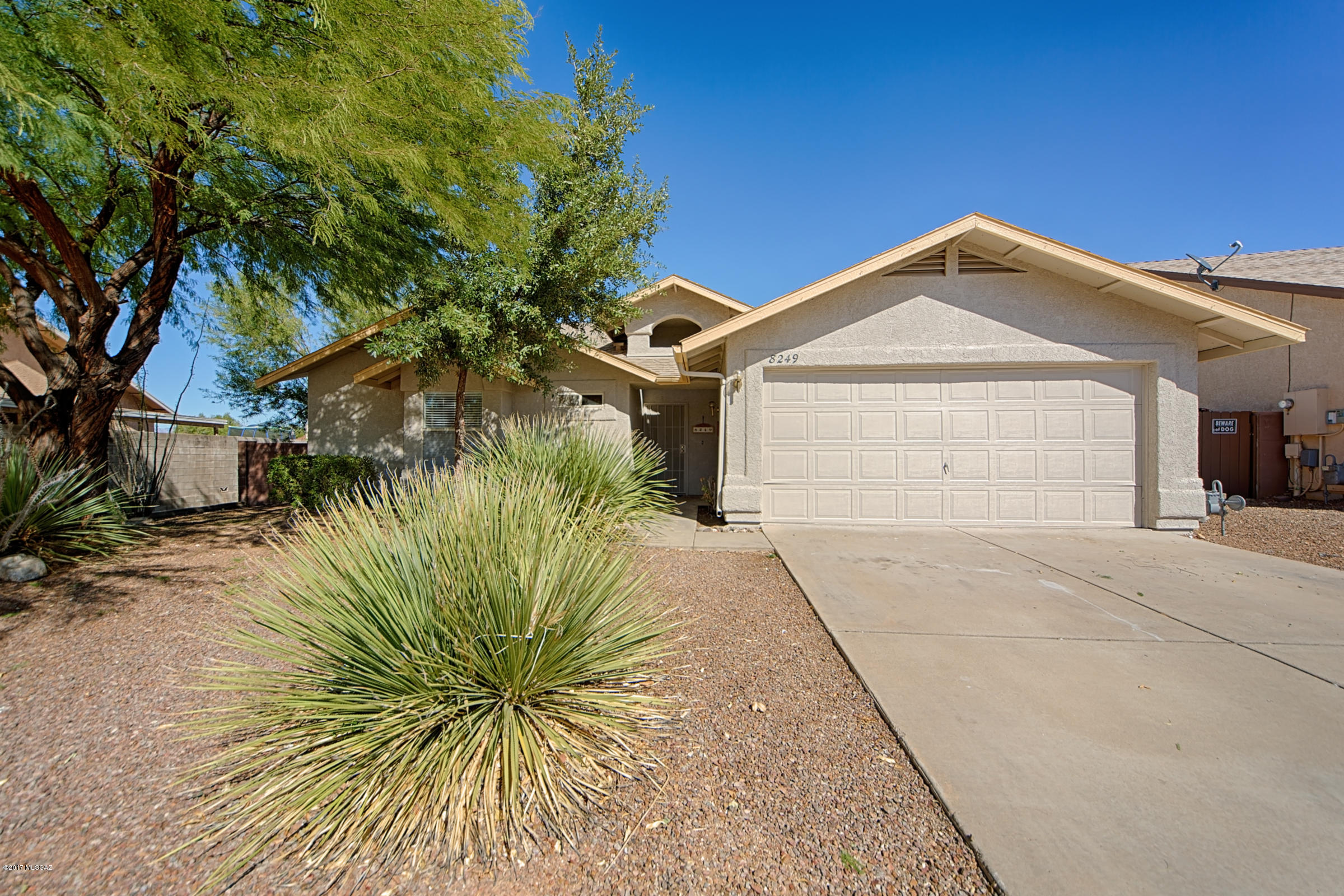 Nice 3 bedroom 2 bath in popular Rita Ranch subdivision. Fresh paint throughout. New carpet in all bedrooms. Neutral colors. Ceramic tile has been professionally cleaned in all areas of the home. Large kitchen with plenty of cabinet and counter space. All appliances convey. Dining area slider opens to covered patio and private backyard. 8’x10’ storage shed. A/C replaced 8/2017. Very clean and ready for move in!