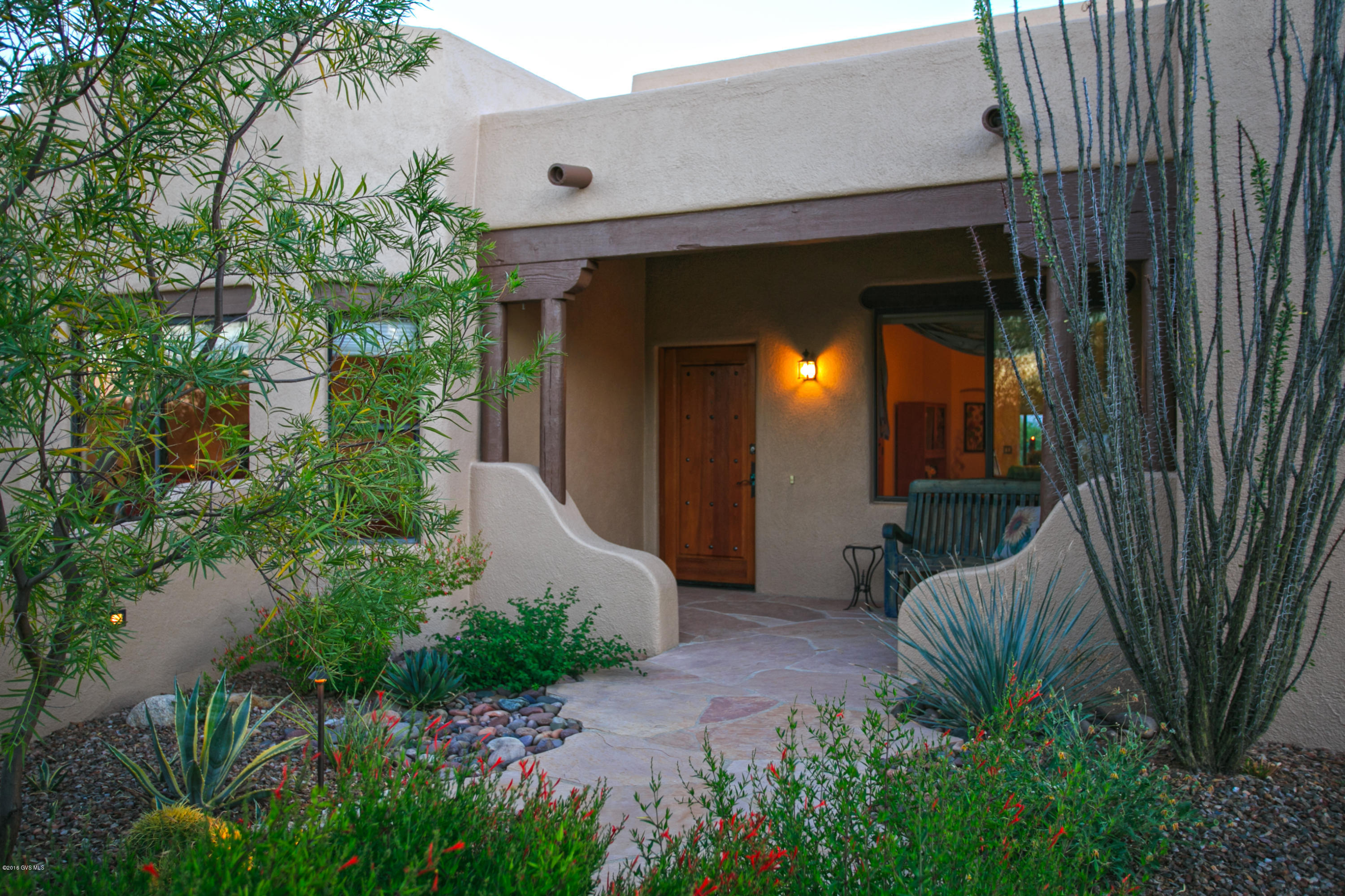 Escape into tranquility in this charming Santa Fe beauty! This home has several sitting areas to enjoy your morning coffee or your evening wine. Home is situated on 1.02 acre. Beamed ceilings adorn this open concept floor-plan. 3BR+2BA plus 8x28 Arizona Room that will capture the Mountain Views. Privacy and a soothing water feature in back patio with all in company with nature. Come enjoy the exclusive neighborhood of Rancho Buena Vista.