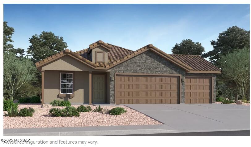 This new single-story home features a modern layout with room to grow. An inviting open-concept floorplan consisting of the kitchen, living and dining areas is surrounded by four spacious bedrooms. The restful owner's suite is tucked into a private rear corner, complete with an en-suite bathroom and walk-in closet. A three-bay garage completes the home. This home includes GE® stainless steel appliances, Rinnai Tankless Water Heater, prep for reverse osmosis, Granite Countertops, 2'' faux wood blinds, LED lighting and so much more! As an added bonus, this home includes a washer and dryer, plus a low-maintenance backyard with beautiful gravel landscaping - move-in ready and waiting for you!