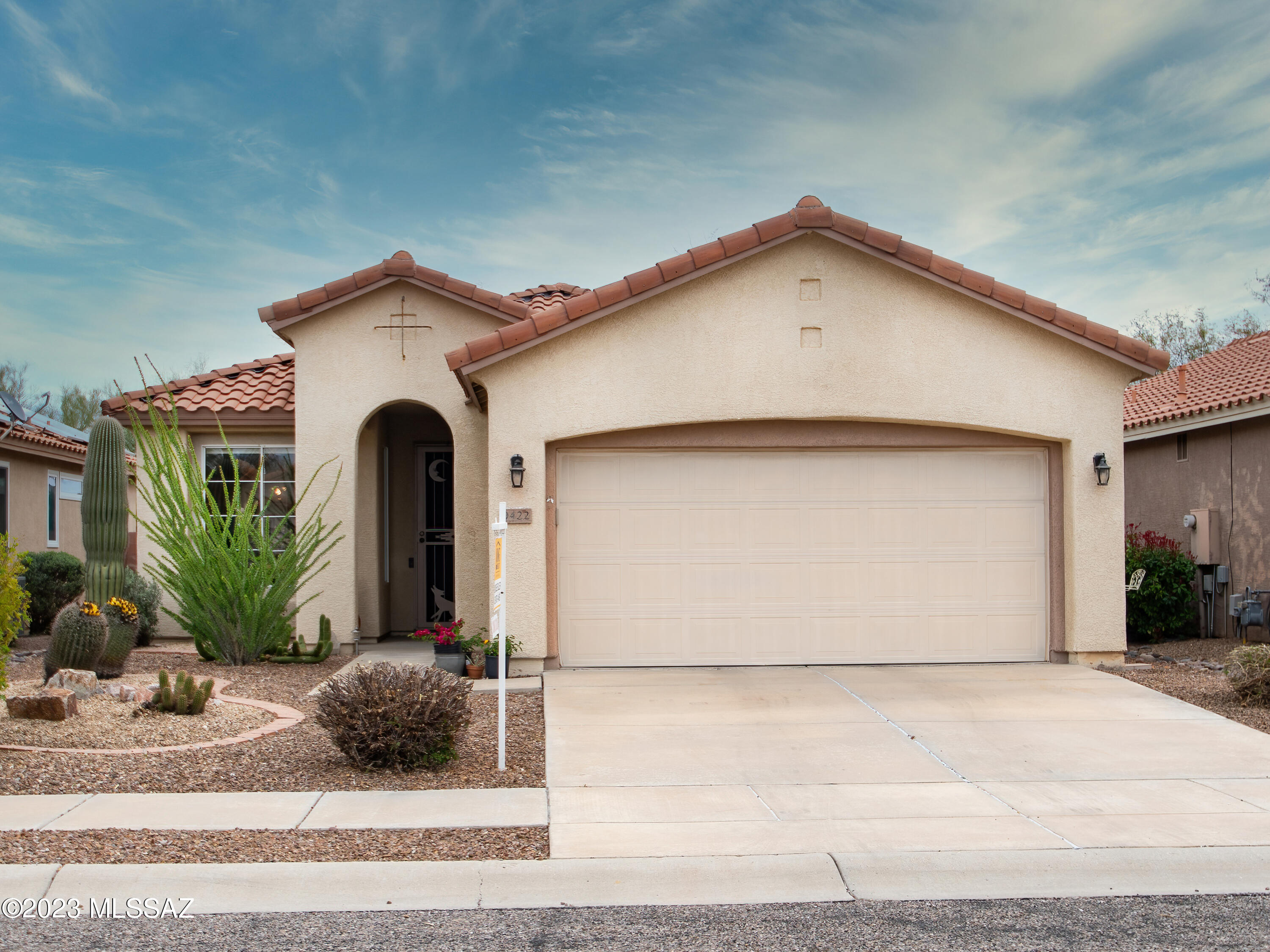 This lovely 2bd 2 ba Sierra model has been recently updated with laminate flooring throughout & no carpet! The great room features an open & spacious living & dining space with gas fireplace & built-in shelving. The kitchen has been updated w/newer frig, dishwasher, microwave & garbage disposal and includes a breakfast bar & nook. The primary bedroom is spacious w/bay window, 2 closets, a walk-in & 1 standard. The secondary bedroom is equipped with a built in Murphy bed & desk, making this an ideal space for an office or guests. The east facing backyard has afternoon shade & added privacy w/no one behind you. Upgrades also include newer HVAC 2020 & newer hot water heater. Laundry room just off two-car garage. Furniture available on separate Bill of Sale.