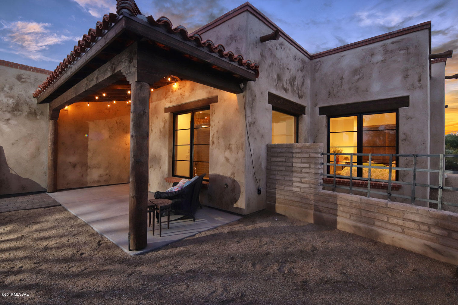 New construction-designer masterpiece in coveted Sky Ranch. Gorgeous adobe entry with brick barrel ceiling. 3 Wolf ovens, full size refrigerator & freezer. 3 bedrooms with 3 baths ensuite, split plan, powder room & den. Great for entertaining, enormous custom kitchen island. High-Tech wired for Cat 5, WiFi & surround sound, hot water on demand, master shower heat lamp with seat & extra sprayer faucet. Central vac. Too many upgrades to mention. Oversized garage, extra 4' deep, 6' wide. Huge private yard for pool. Seller is Barbara DeWitt of DreamBuild & is owner, agent, designer & builder. WINNER OF MOST BEAUTIFUL HOME ON TAR TOUR OF HOMES.