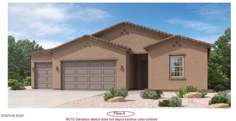 This spacious single-story home features a three-bay garage, ideal for car enthusiasts and extra storage, and a modern design. The open layout among the kitchen, family room and dining room leads to a covered porch for outdoor living, while a nearby office is great for at-home work. All three bedrooms surround the space, including the luxe owner's suite with a walk-in closet.. Upgrades include Luxury Tile, Luxury Bathrooms, Kitchen Cabinets and Quartz Countertops. Ring Video Doorbell Pro, Ring Alarm Base Station, Door & Window Contact Sensors, Motion Detector, Smoke & CO listener & Keypad, Level Bolt (the invisible smart lock), Wi-Fi Heat Mapping, eero Pro Mesh Wi-Fi System, Honeywell Home T6 Pro Z-Wave Smart Thermostat, My Q Smart Garage Opener, Rinnai Tankless Water Heater, Soft Water L