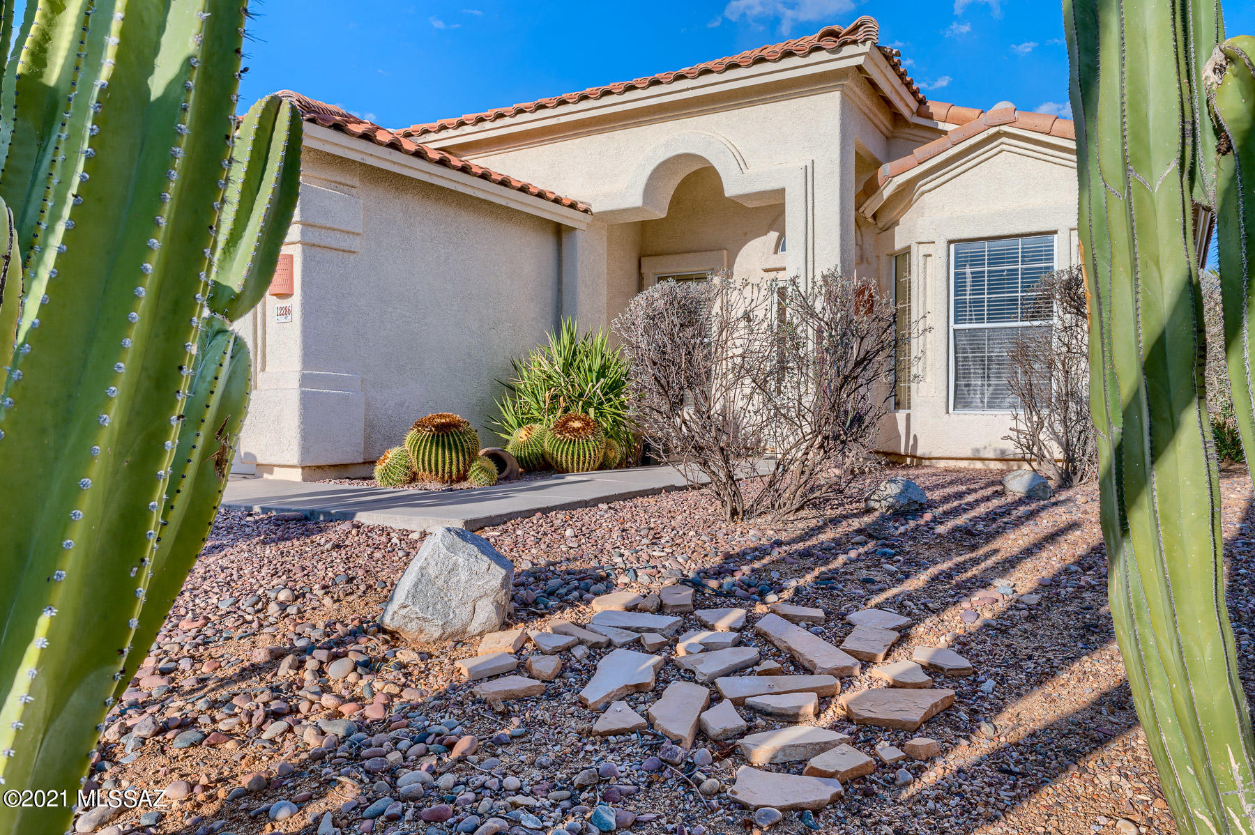 Perfect Rancho Vistoso location, walking distance to Painted Sky Elementary and Wildlife Ridge Park; and a few minutes by car to Leman Academy, Basis, shopping and dining. Both a formal living and dining room plus a casual family room with gas fire place offer ample space. A split floor plan with 3 nicely sized guest rooms and a large master. Low maintenance laminate wood flooring and tile throughout the house- No Carpet!  Outside enjoy a sparkling pool, covered patio and good glimpse of the Catalina Mountains!