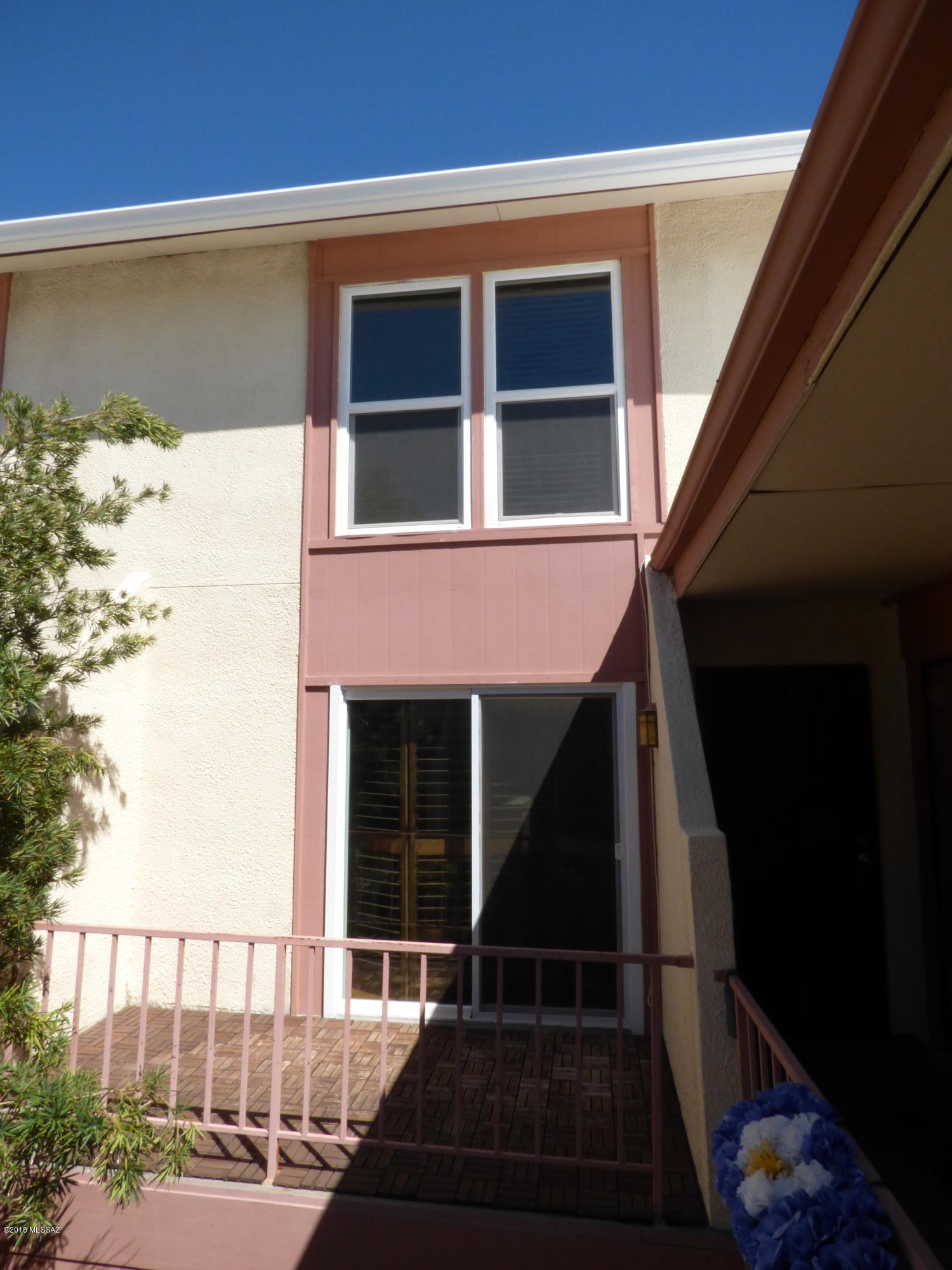 Condo located in a quiet courtyard. New Pella windows and sliding glass door installed September of 2016. Nice kitchen with breakfast bar. Wood floors throughout, expanded closets for maximum storage. Walk-in closet upstairs. HOA pays for water, sewer, trash, pest control and insurance. Community offers three laundry facilities and two pools.
No renting allowed when properties are sold in this area. Buyers have to fill out an HOA application by calling Katherine 390-2310.