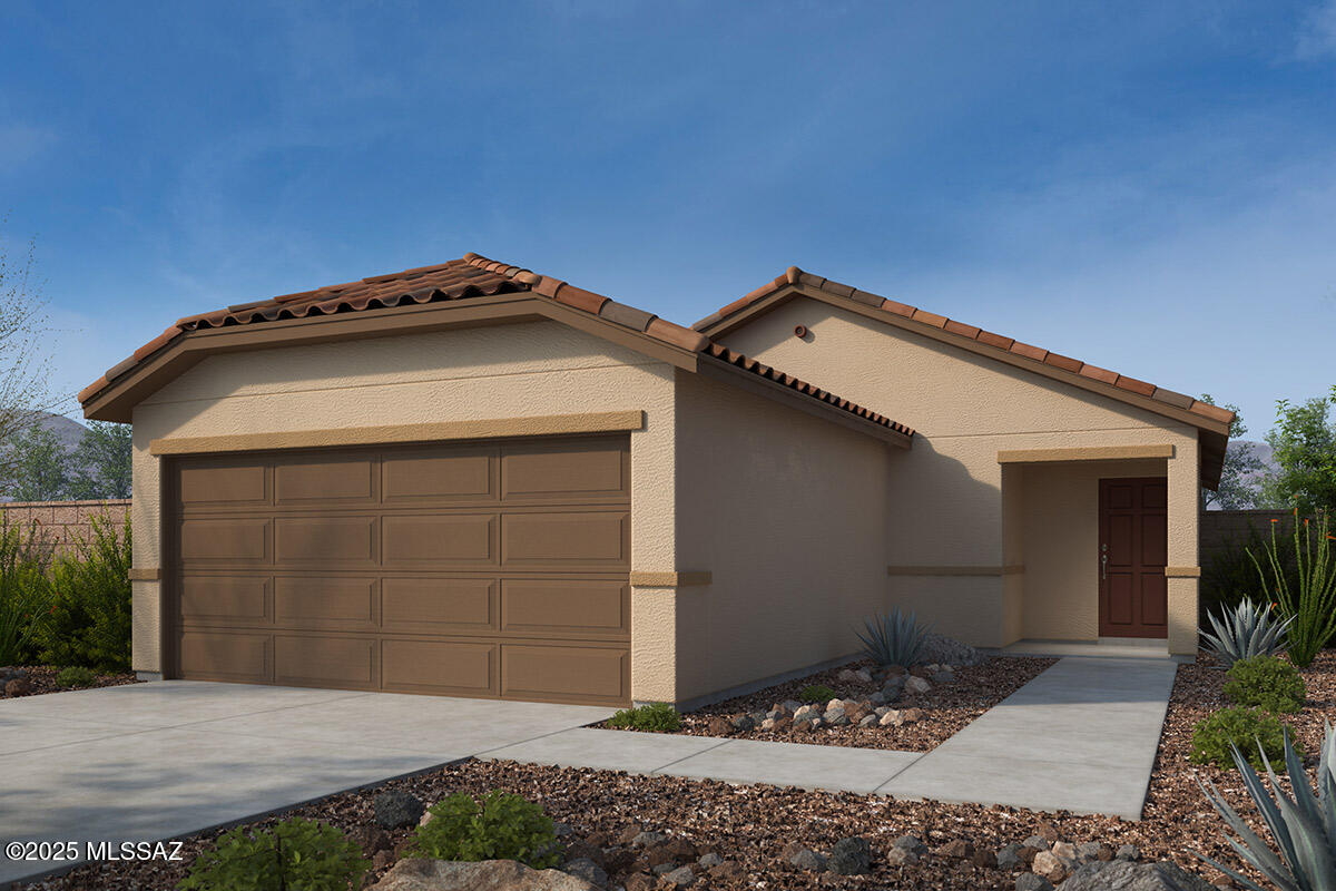Brand new community at SW corner of Valencia & Houghton. This single-story home features an open floor plan and covered back patio. The kitchen showcases granite countertops, birch cabinets in choice of two colors, a peninsula, pantry, and Whirlpool® stainless steel appliances, including an electric range, vented over the range microwave, and dishwasher. The primary suite boasts a walk-in closet and adjoining bathroom with a walk-in shower and dual-sink vanity. This is a floor plan listing. Home is to be built, and buyer may choose features and homesites that are not included in this base price. Call today for more information. Base price range does not include lot premiums and/or additional upgrades other than included features. Property taxes are not available to date.