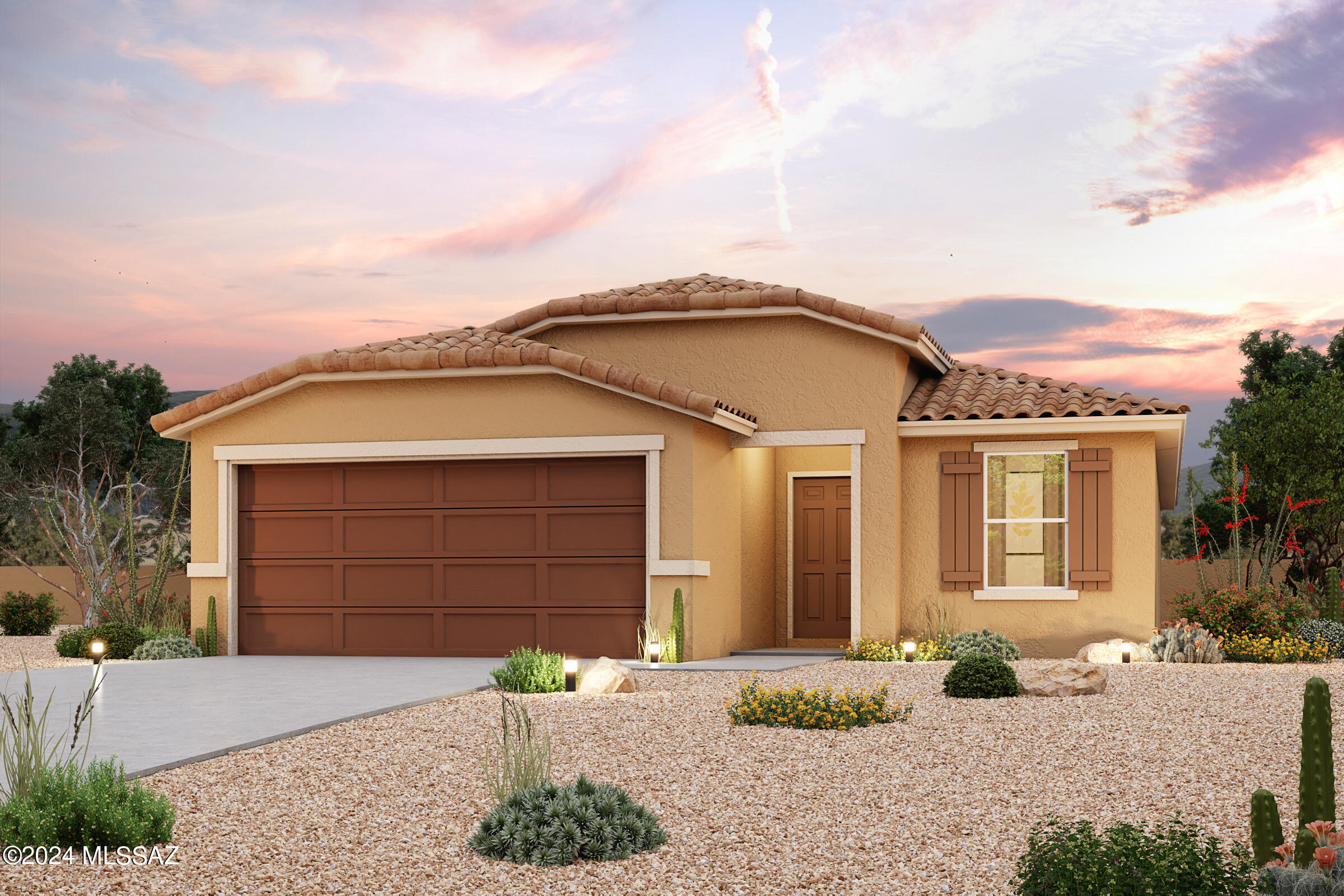 Welcome home to this NEW Single-Story Home in the Turquoise Hills Community! The desirable Mesa plan boasts an open design encompassing the Living, Dining, and Kitchen spaces. The Kitchen features gorgeous cabinets, granite countertops, and Stainless-Steel Appliances (Including Range with a Microwave hood and Dishwasher). The primary suite has a private bath, dual vanity sinks, and a walk-in closet. This Home also includes 3 more bedrooms and a whole secondary bathroom.