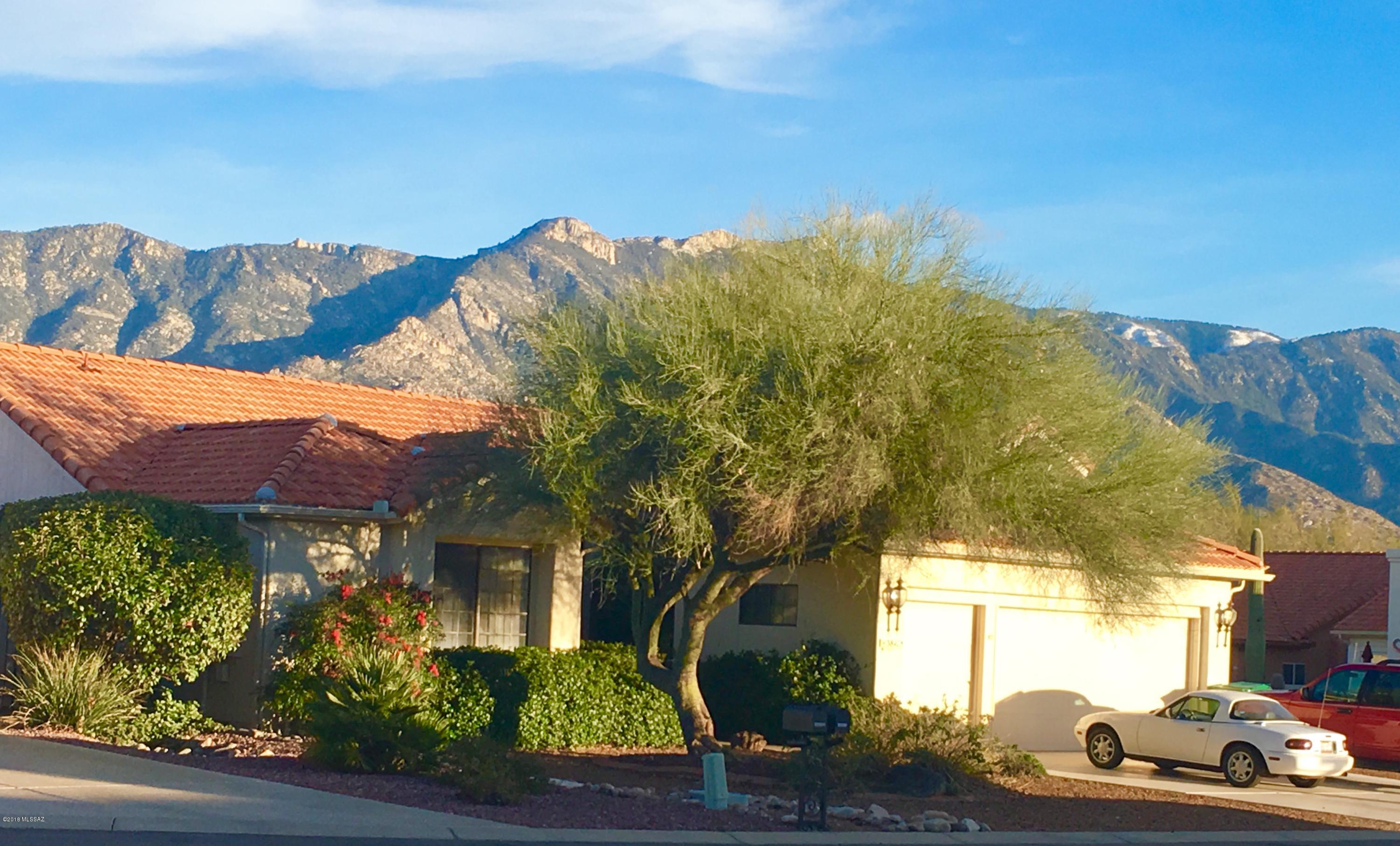Priced to sell!!! Remarkable double master  suite Paloma occupies a spacious corner lot.  One owner. Relax and enjoy the 180 SE views of the Catalina Mountains from your private backyard. The mature lemon and grapefruit trees provide and abundance of fruit. New water heater in 1/2017, newer carpet in dining & living room, freshly painted kitchen, new counter tops too.  This home with it's neutral color palette, is waiting for your design touches to make this your SaddleBrooke home.  Home is being sold ''as is''.