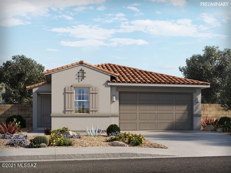 Brand NEW energy-efficient home ready April 2022! Ceiling fan prewires & phone/tv outlets in all living spaces, 2 pendants at island and kitchen dining light, 2'' blinds and cabinets in Laundry room. Linen cabinets with cream/black granite countertops, Travertine-look tile flooring and warm grey carpet in our Crisp package. Wonderfully secluded Granite plan primary suite, tucked away at the back of the home with its own hallway. Convenient access to employment centers and downtown Tucson. Amenities include splash pad, community garden, dog park and greenbelts. Located in the highly sought-after Marana Unified School District.